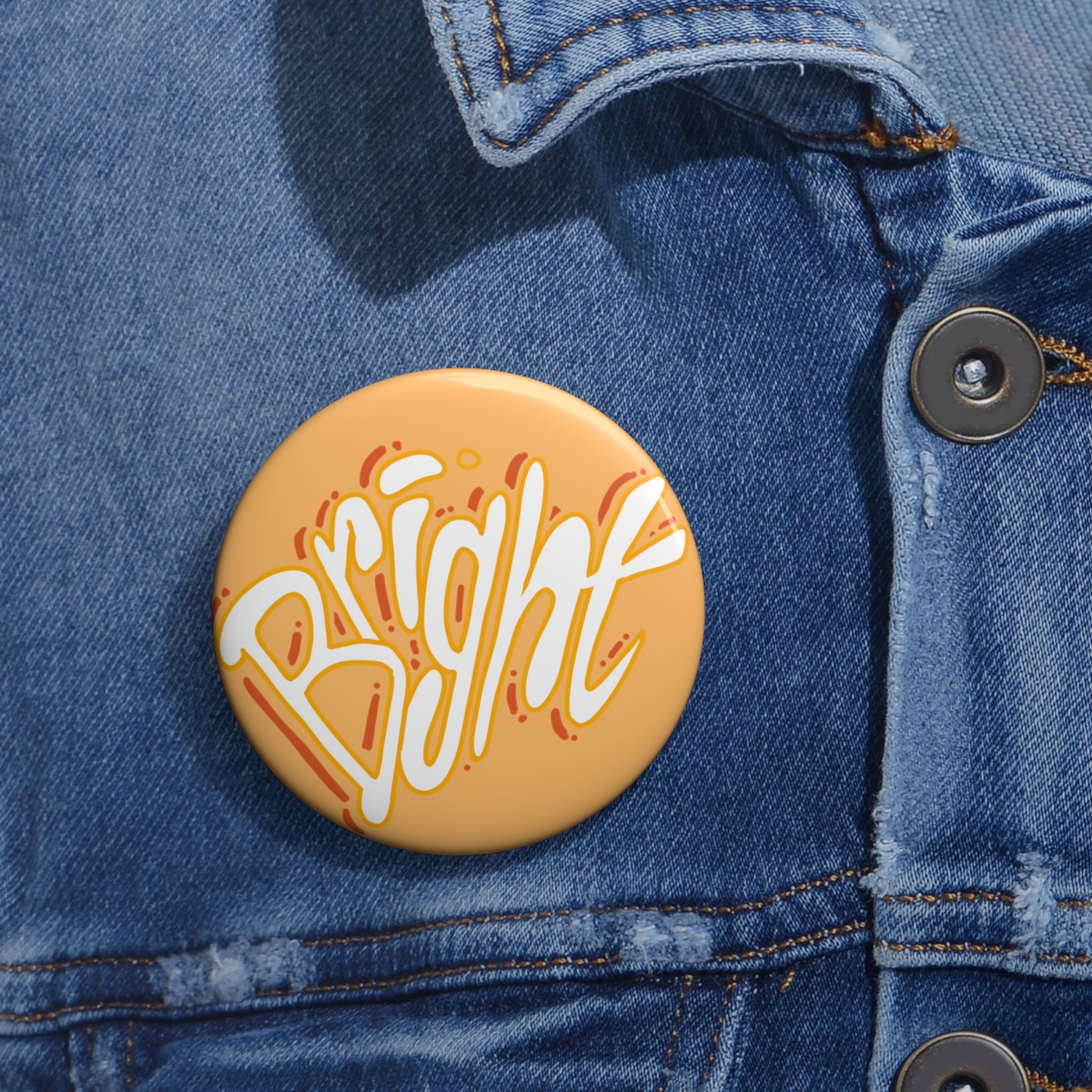 Pin Button — Bright Hand-Lettered Orange Round Badge