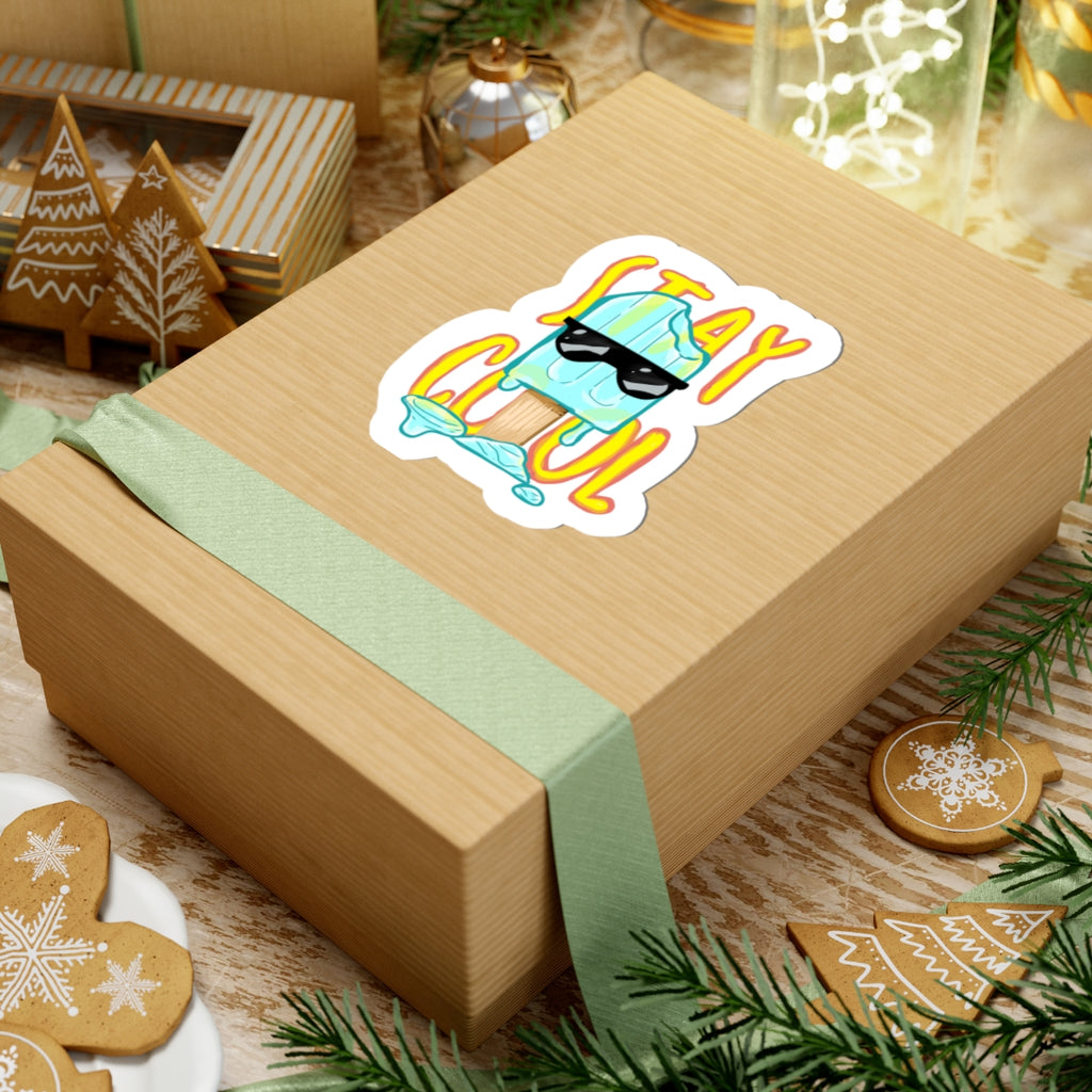 Stay Cool Popsicle Sticker — Cute Kiss-Cut Adhesive Sticker with Sunglasses Design