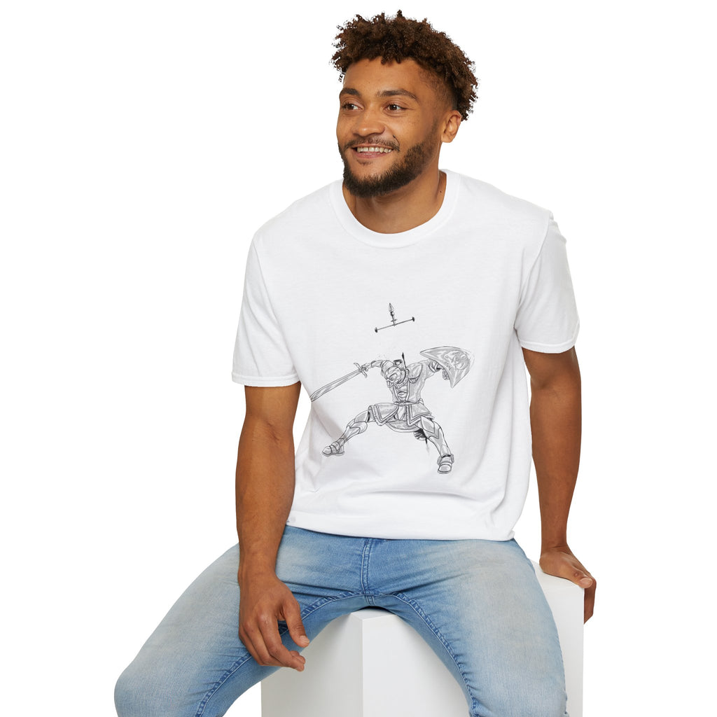Knight Sword T-Shirt — Fantasy Armored Warrior Graphic Tee