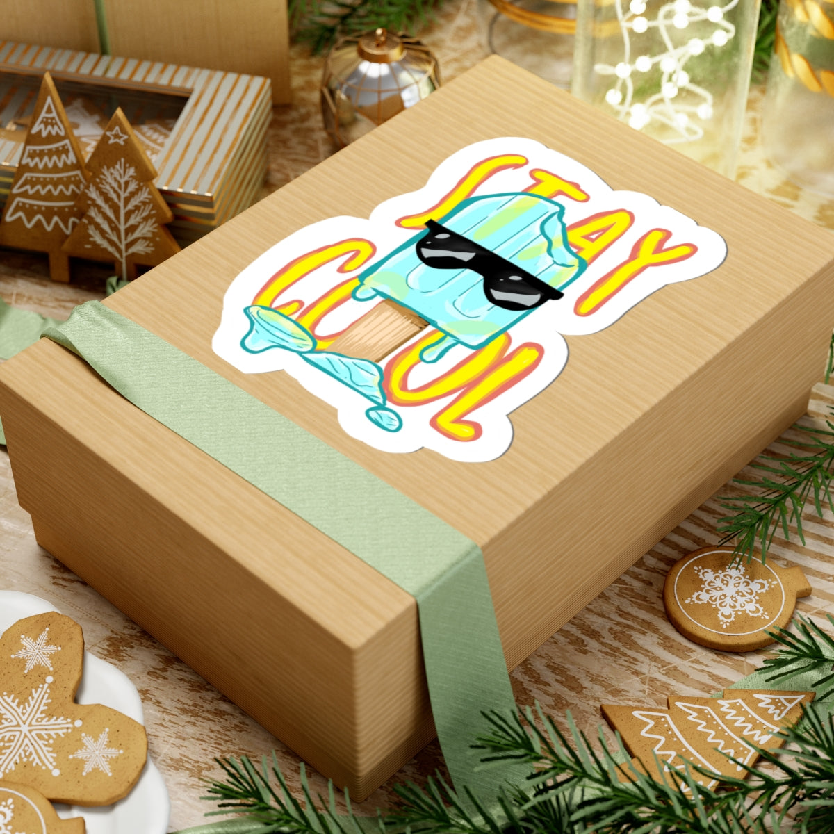 Stay Cool Popsicle Sticker — Cute Kiss-Cut Adhesive Sticker with Sunglasses Design