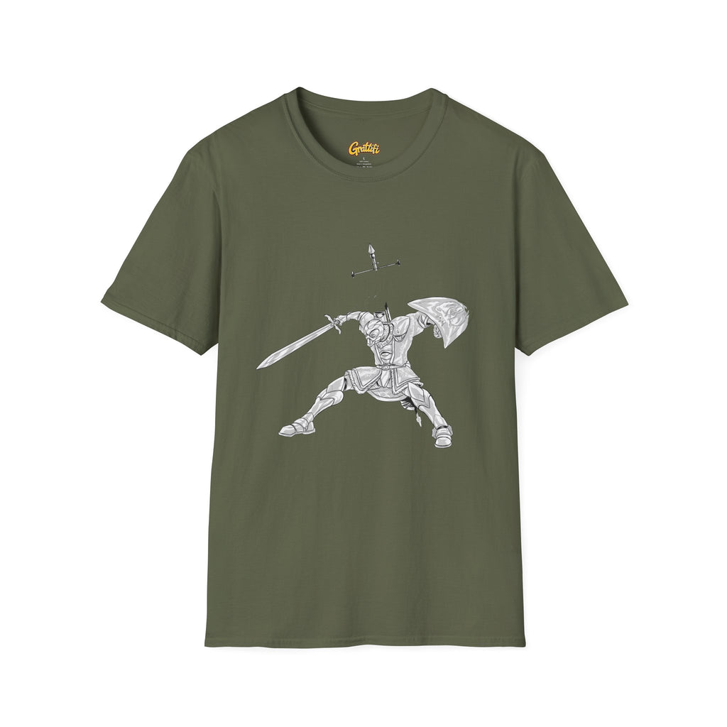 Knight Sword T-Shirt — Fantasy Armored Warrior Graphic Tee