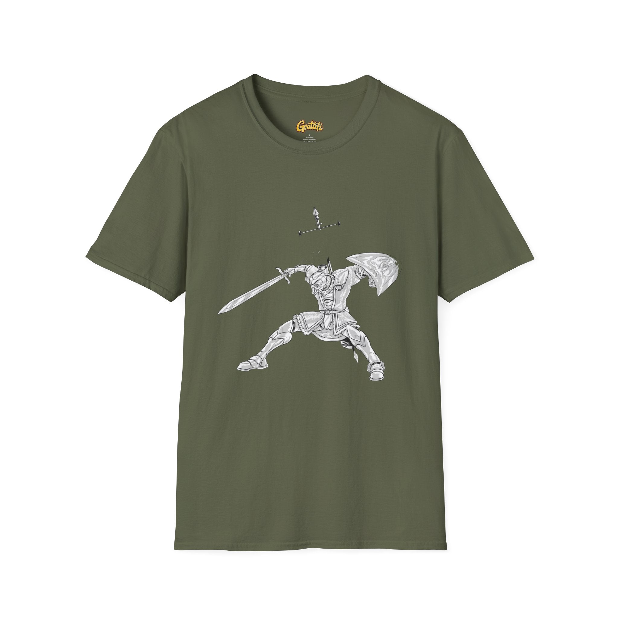 Knight Sword T-Shirt — Fantasy Armored Warrior Graphic Tee