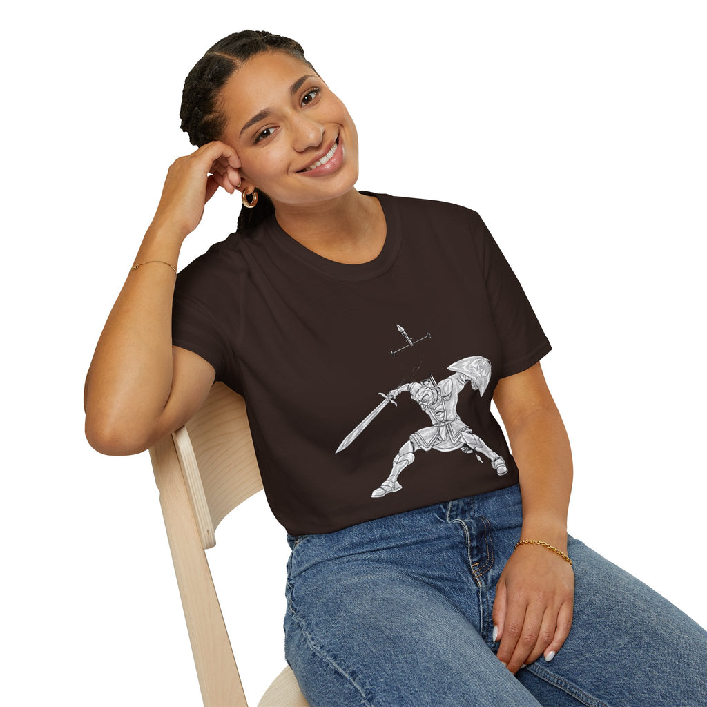 Knight Sword T-Shirt — Fantasy Armored Warrior Graphic Tee