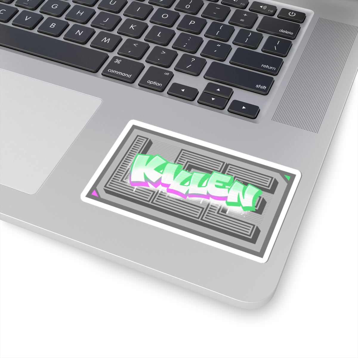 Graffiti 'LEE KILLEN' Kiss-Cut Sticker — Neon Green & Purple Street Art Decal