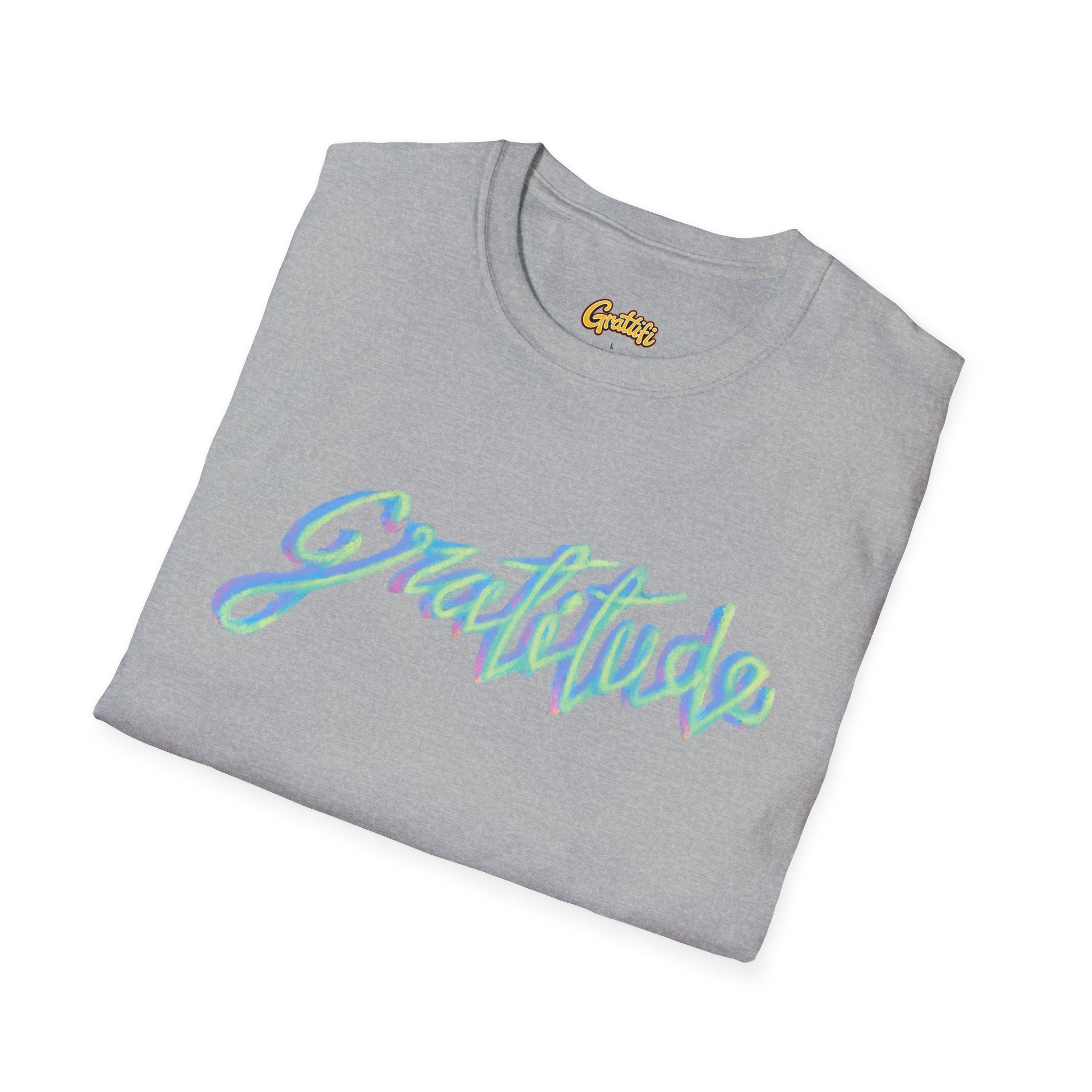 Gratitude Script T-Shirt — Positive Vibes Graphic Tee