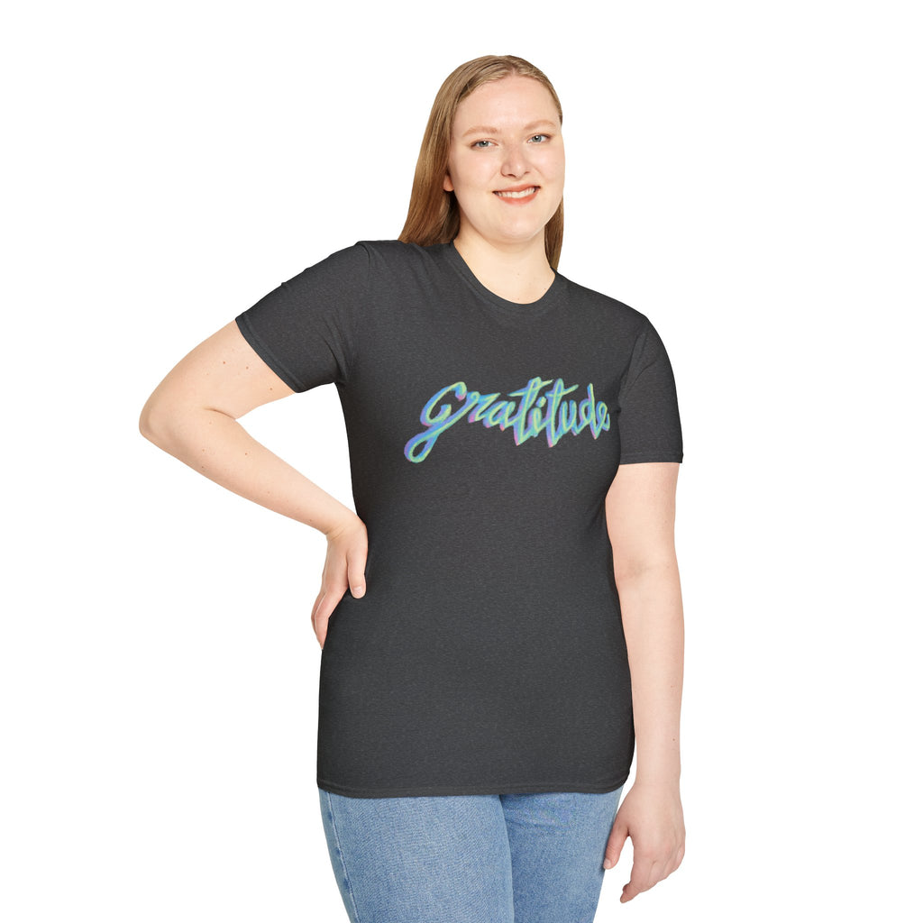 Gratitude Script T-Shirt — Positive Vibes Graphic Tee