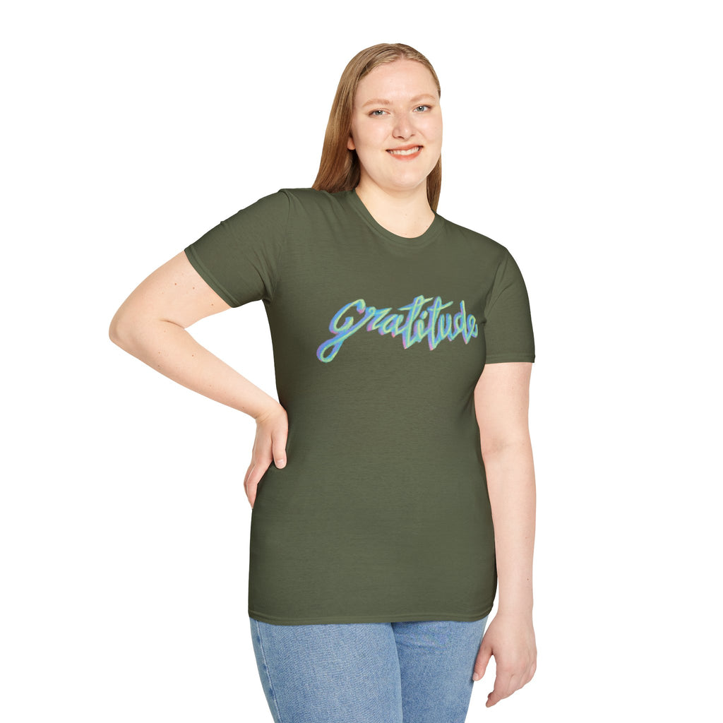 Gratitude Script T-Shirt — Positive Vibes Graphic Tee