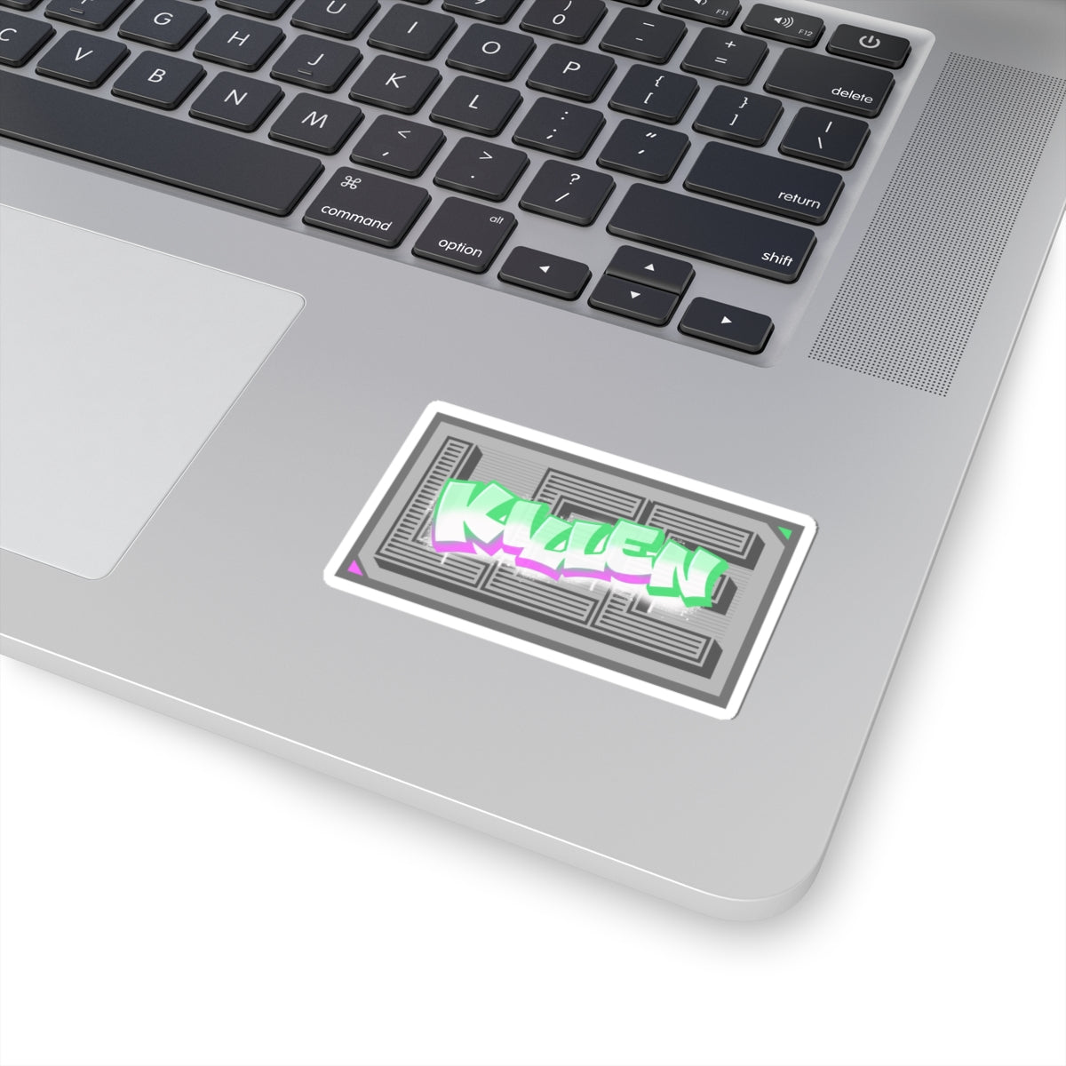 Graffiti 'LEE KILLEN' Kiss-Cut Sticker — Neon Green & Purple Street Art Decal