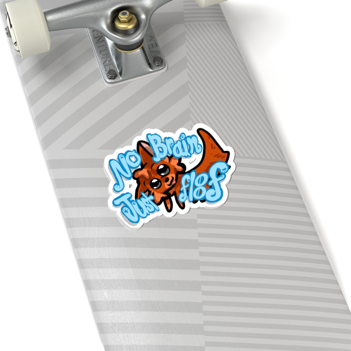 Kiss-Cut Sticker — Cute Fluffy Fox "No Brain Just Floof" Laptop Decal