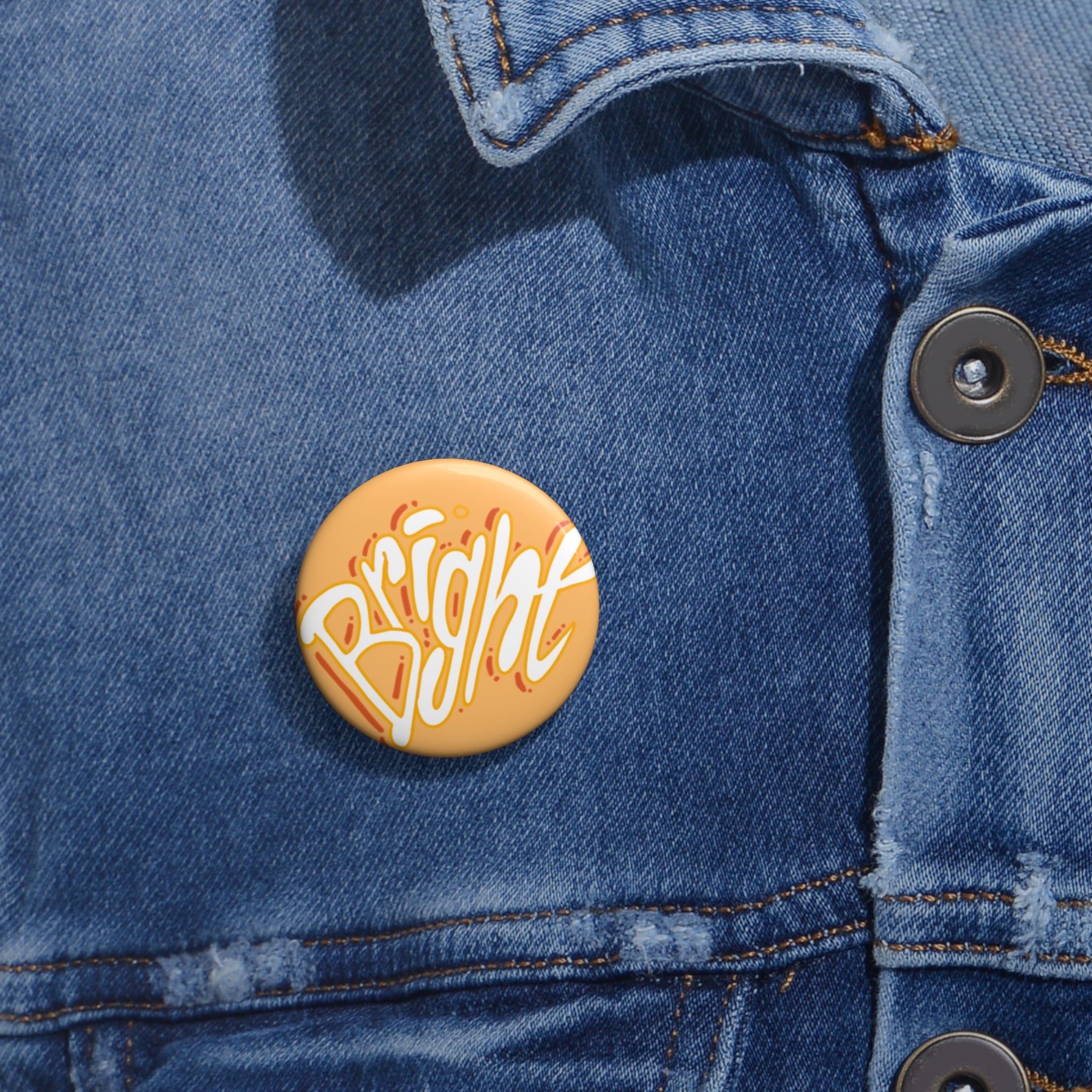 Pin Button — Bright Hand-Lettered Orange Round Badge