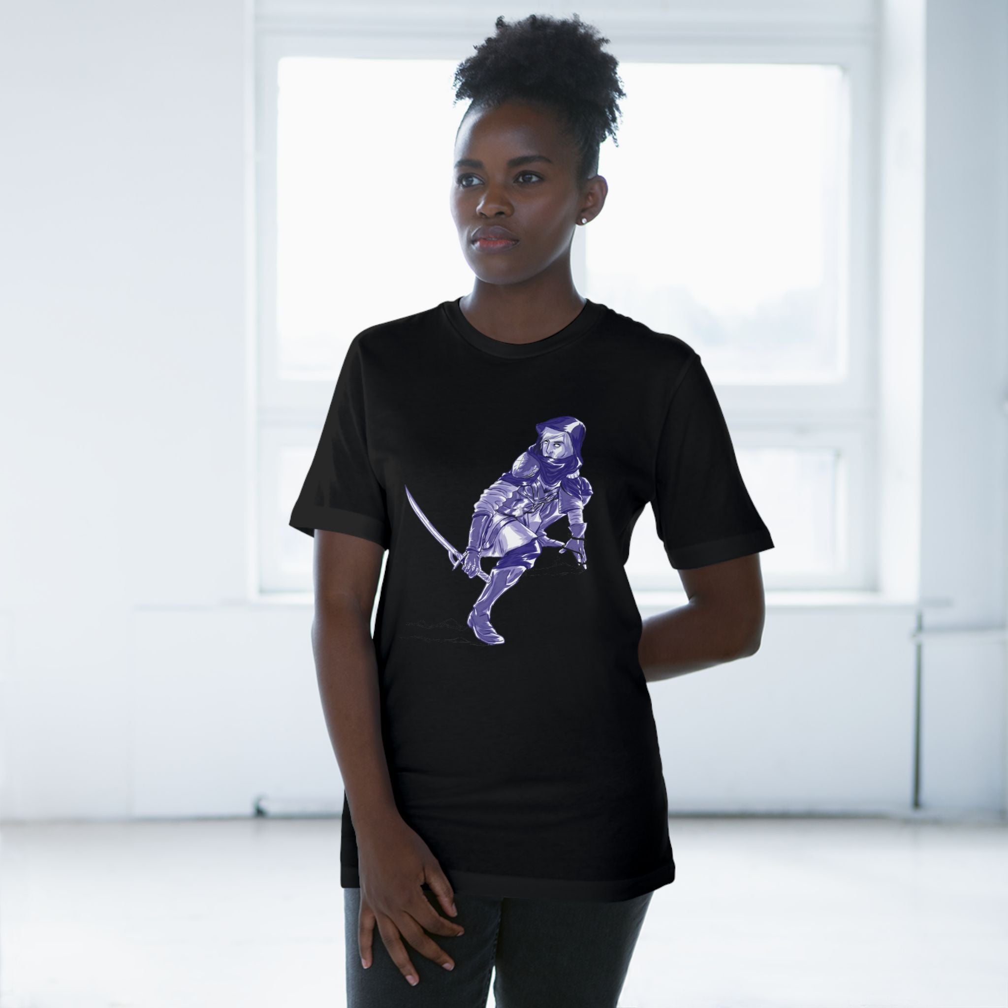 Female Assassin Graphic Tee — Women's Assassin-Themed T-Shirt