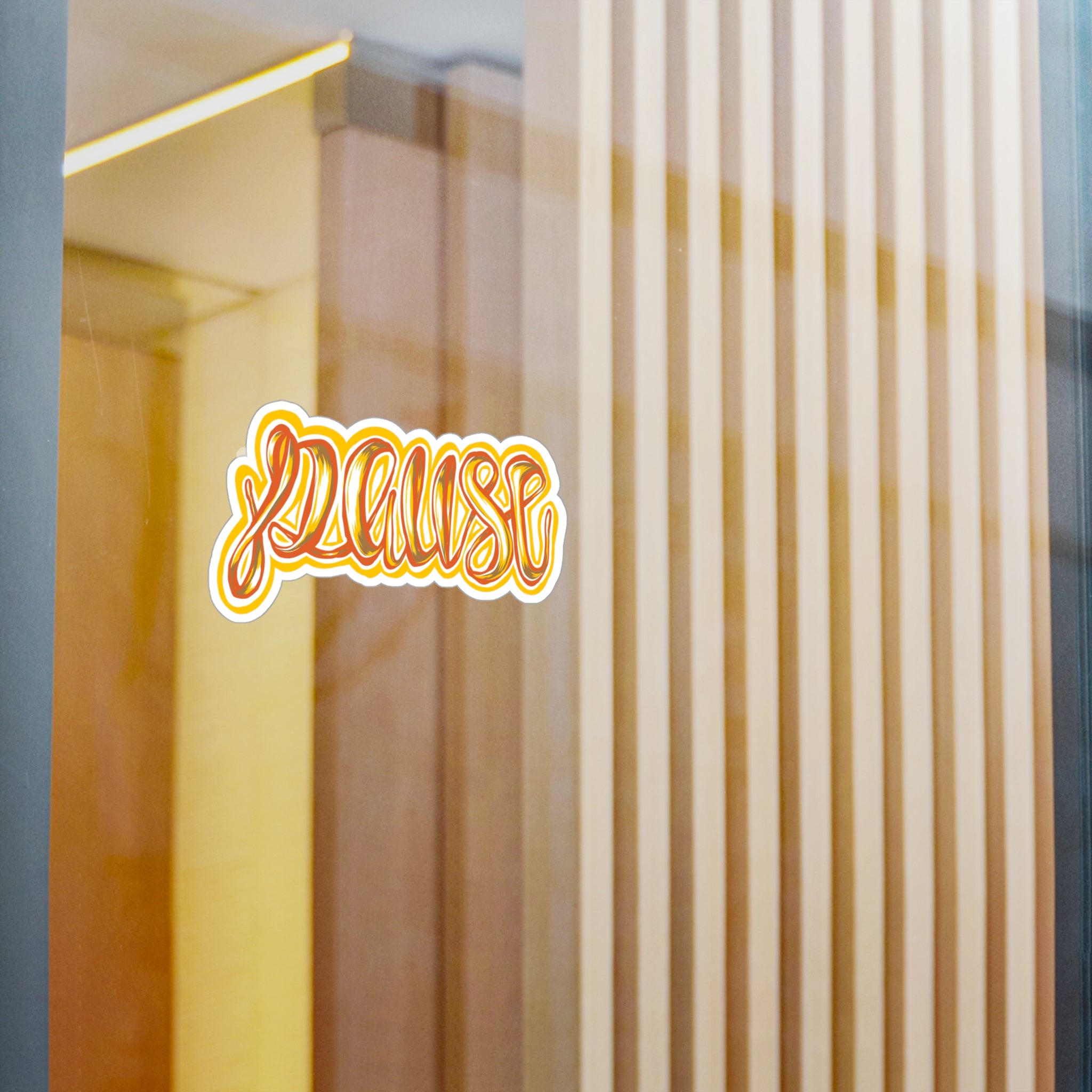 Pause Script Sticker — Retro Orange Hand-Lettered Vinyl Decal