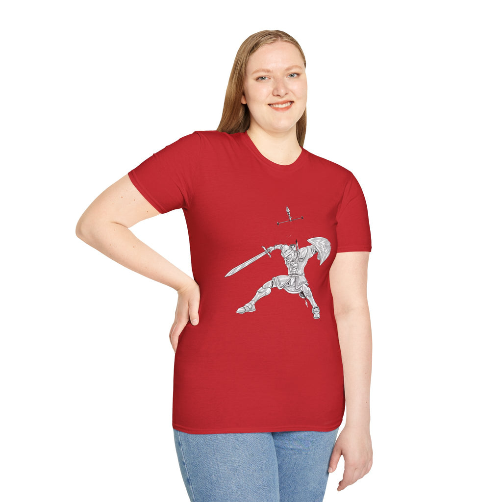 Knight Sword T-Shirt — Fantasy Armored Warrior Graphic Tee