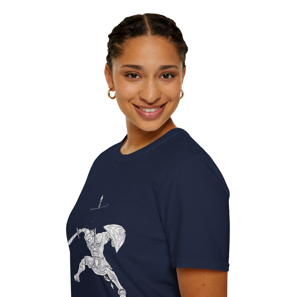 Knight Sword T-Shirt — Fantasy Armored Warrior Graphic Tee