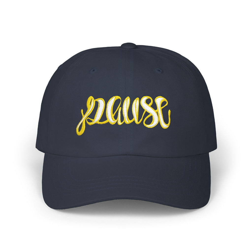 Pause Embroidered Calligraphy Dad Cap