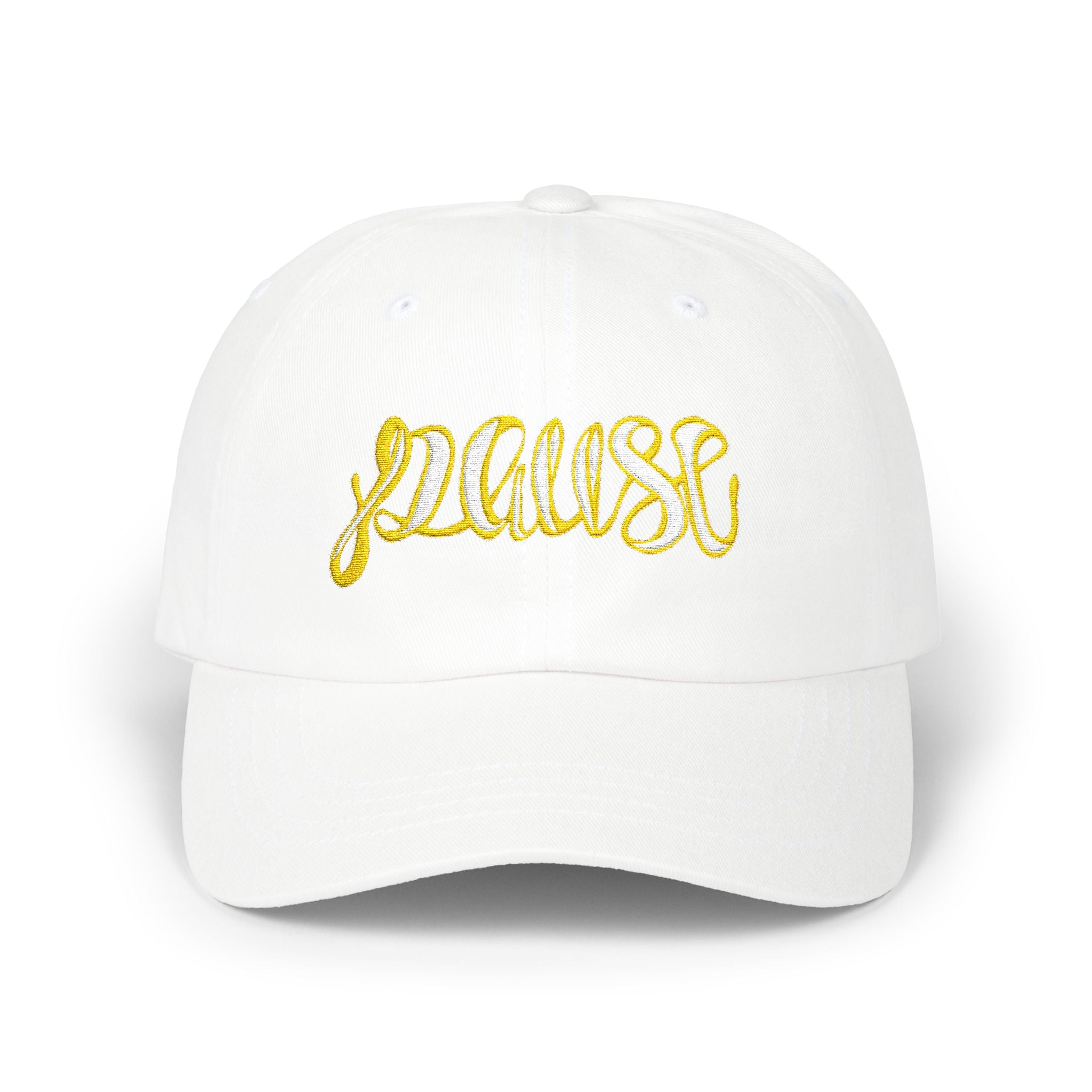 Pause Embroidered Calligraphy Dad Cap
