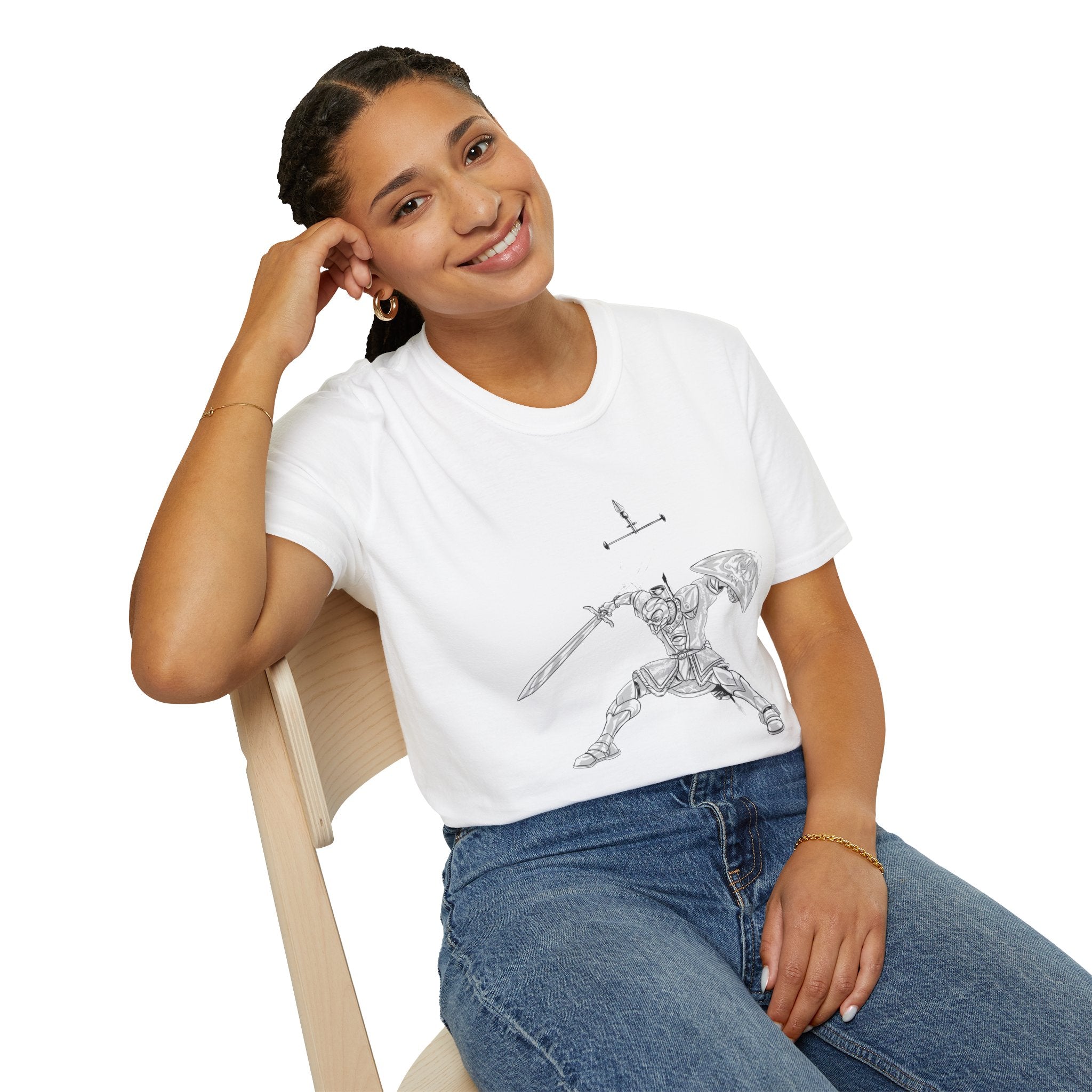 Knight Sword T-Shirt — Fantasy Armored Warrior Graphic Tee