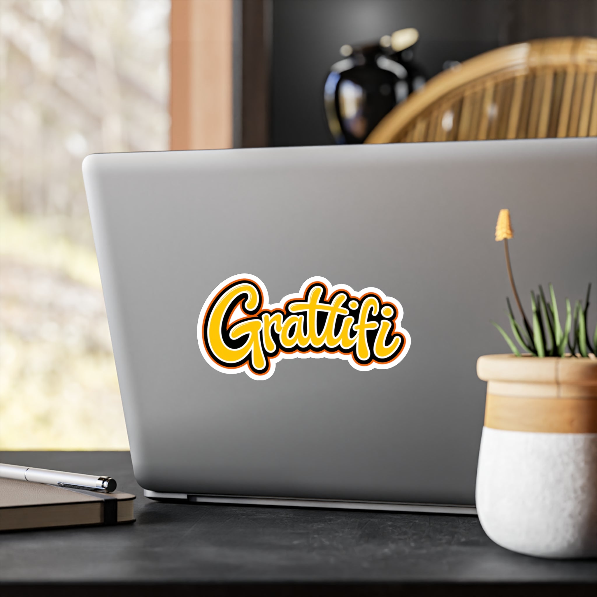 Graffiti Script Kiss-Cut Vinyl Decal – Yellow Street Art Sticker