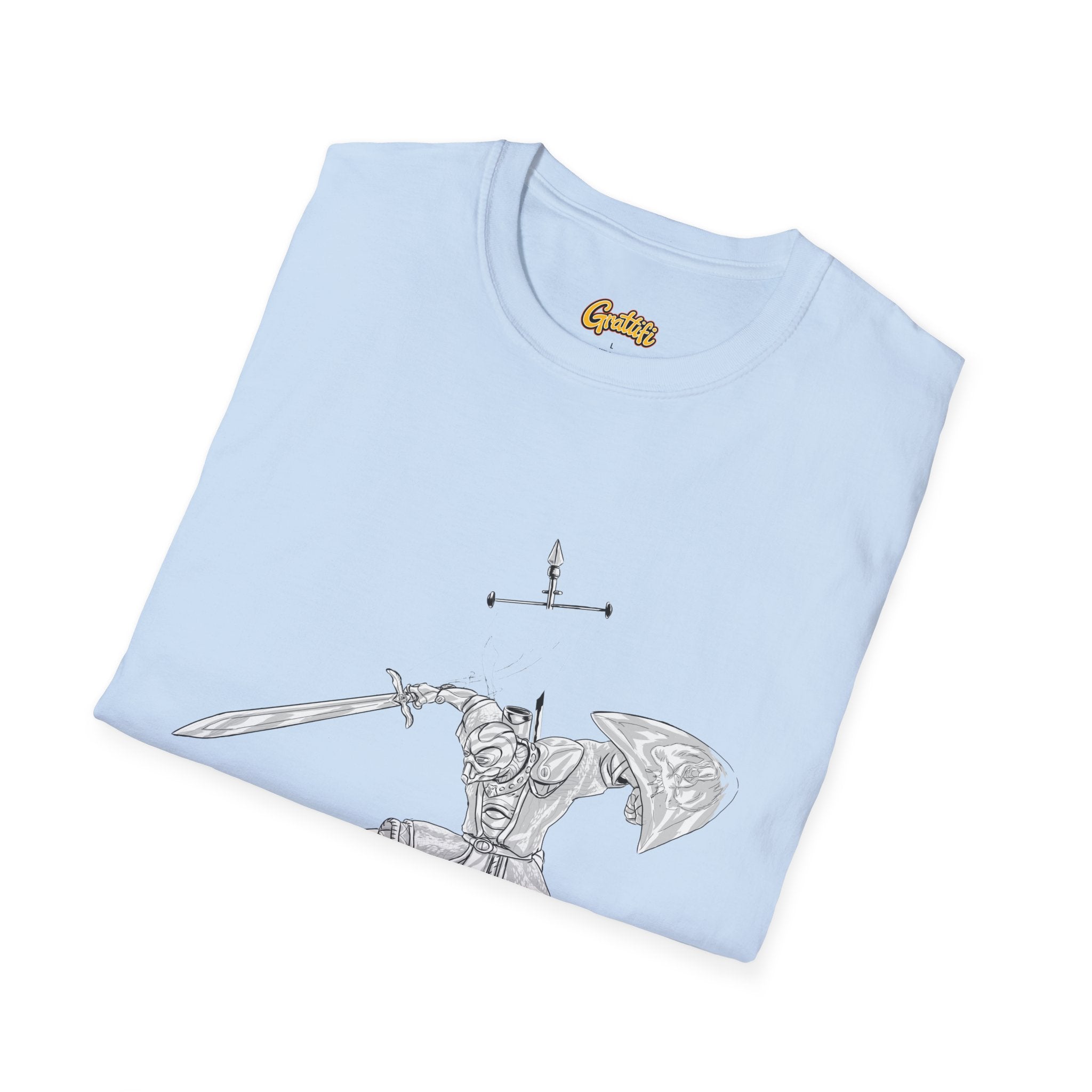 Knight Sword T-Shirt — Fantasy Armored Warrior Graphic Tee