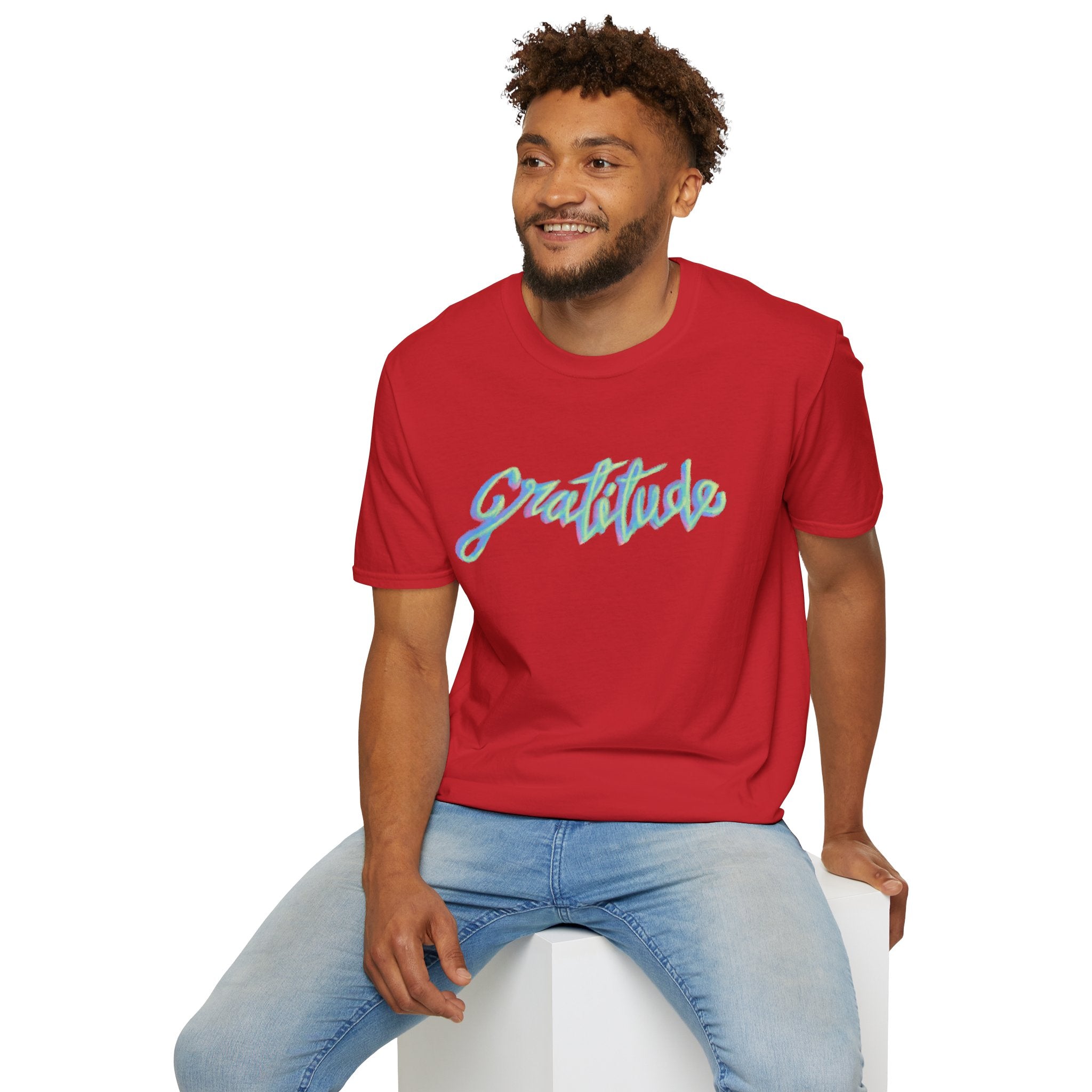 Gratitude Script T-Shirt — Positive Vibes Graphic Tee