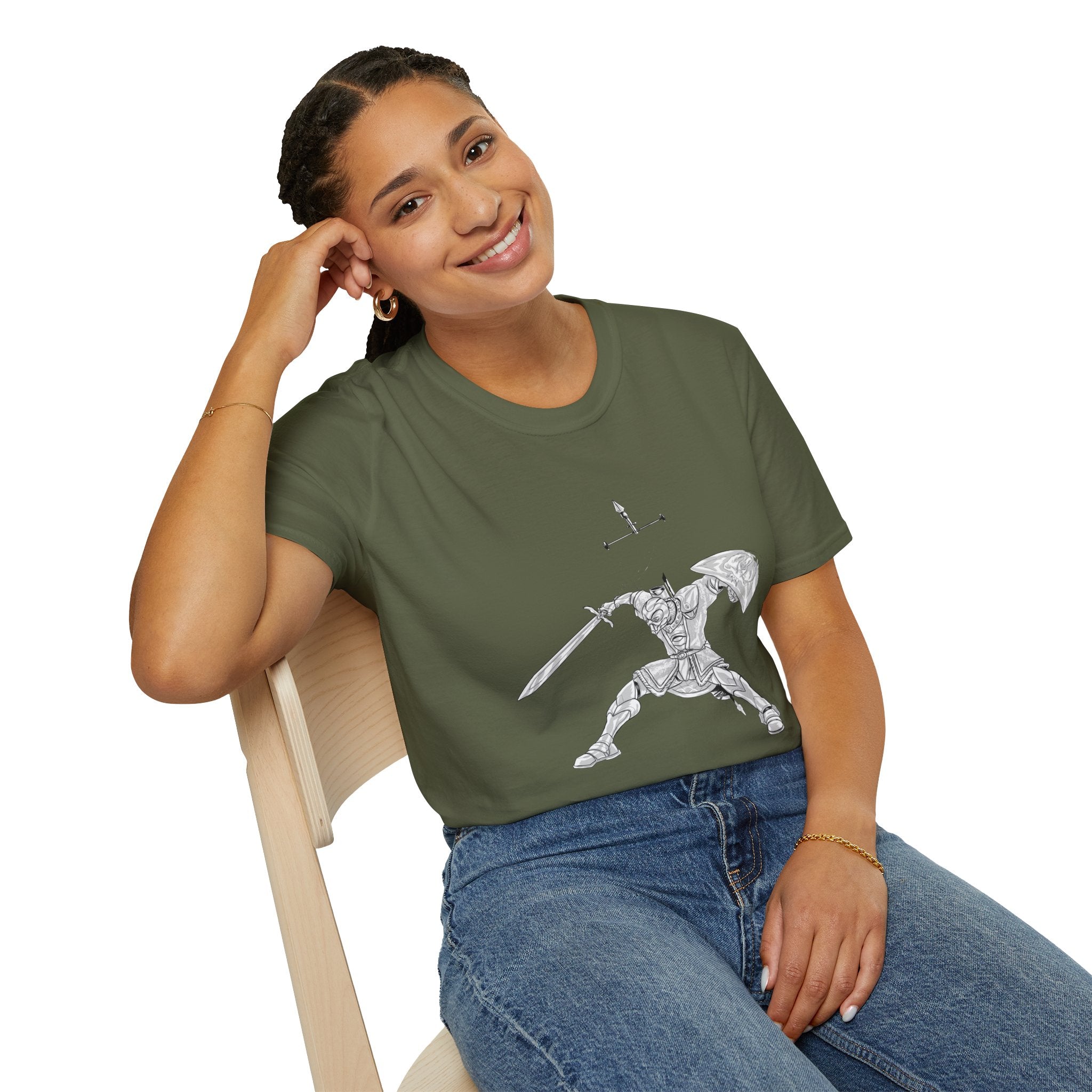 Knight Sword T-Shirt — Fantasy Armored Warrior Graphic Tee