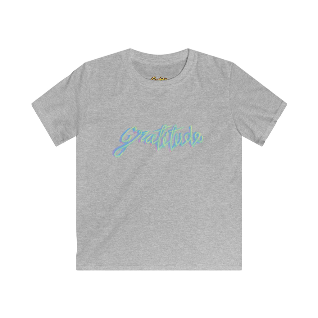Kids Tee — 'Gratitude' Pastel Script T-Shirt for Children
