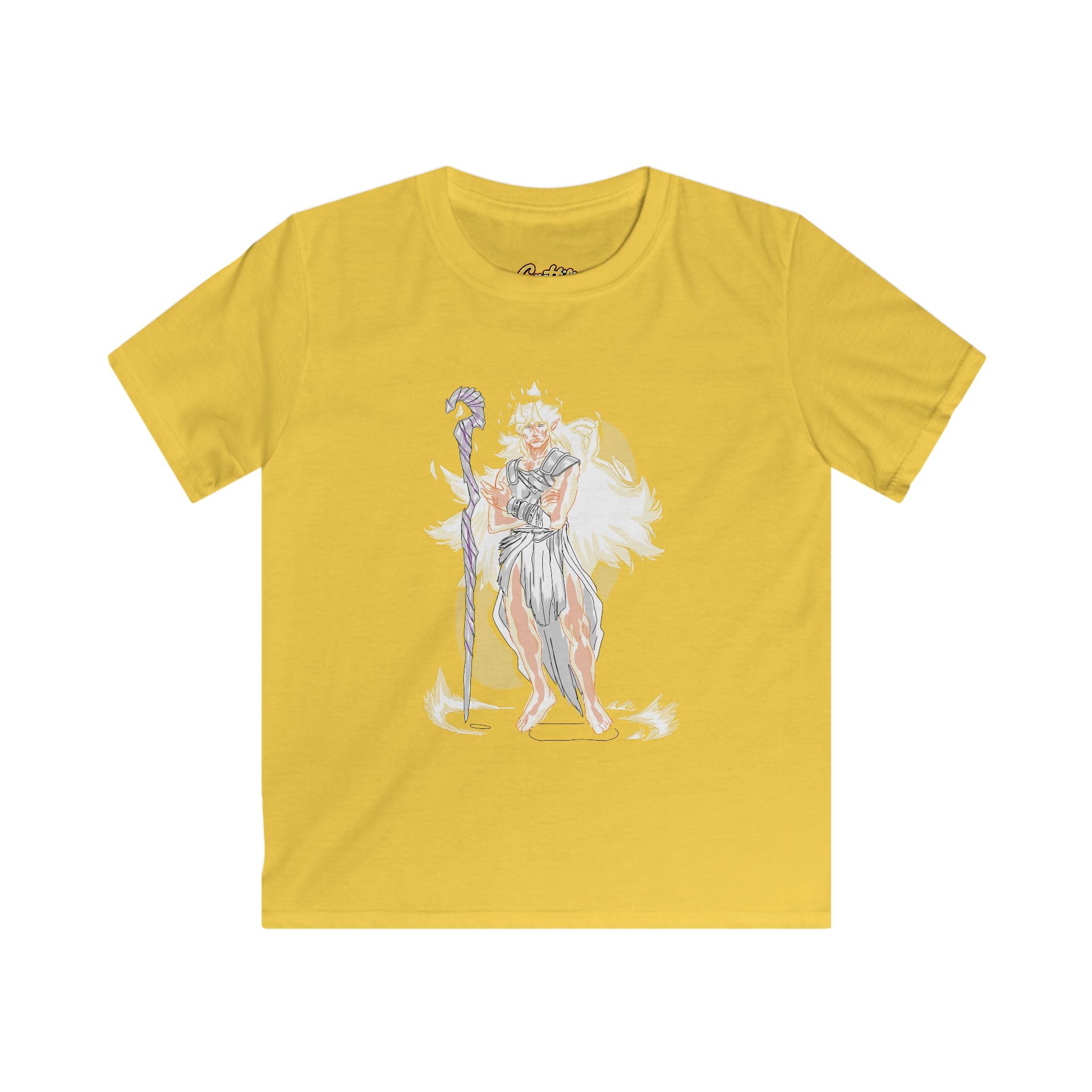 Kids Phoenix Warrior T-Shirt – Fantasy Fire Mage Graphic Tee for Boys & Girls – Orange Mythical Hero Shirt