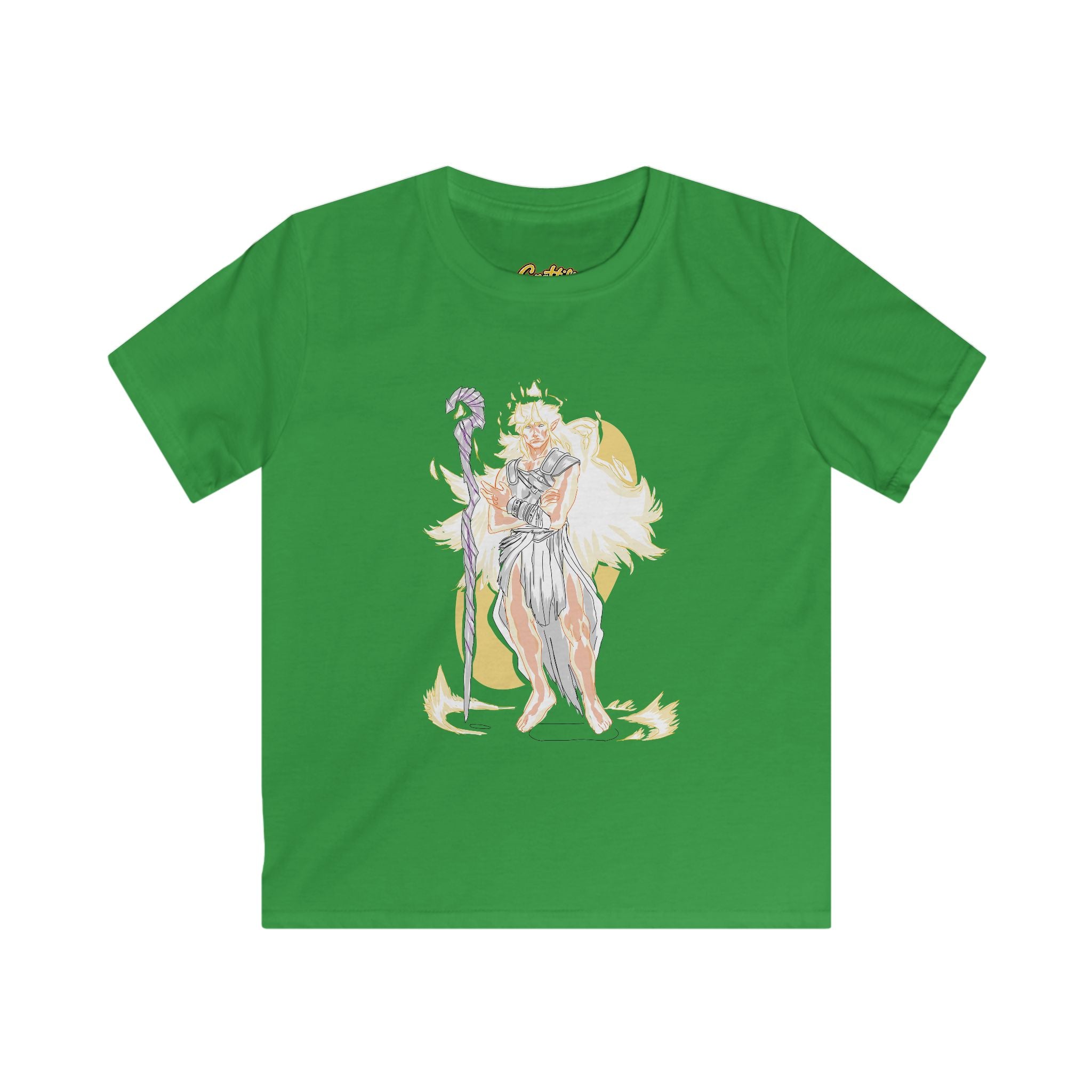 Kids Phoenix Warrior T-Shirt – Fantasy Fire Mage Graphic Tee for Boys & Girls – Orange Mythical Hero Shirt
