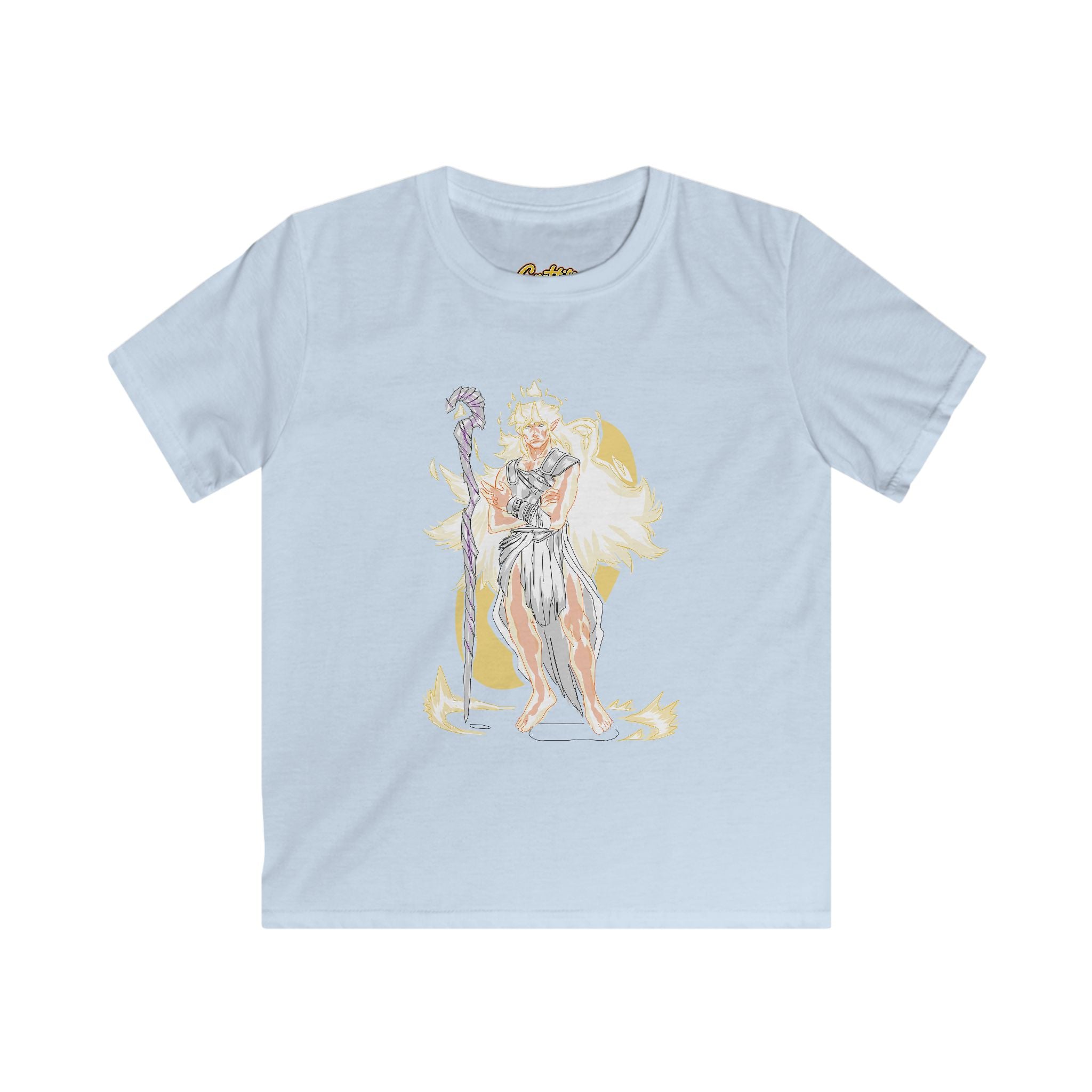 Kids Phoenix Warrior T-Shirt – Fantasy Fire Mage Graphic Tee for Boys & Girls – Orange Mythical Hero Shirt