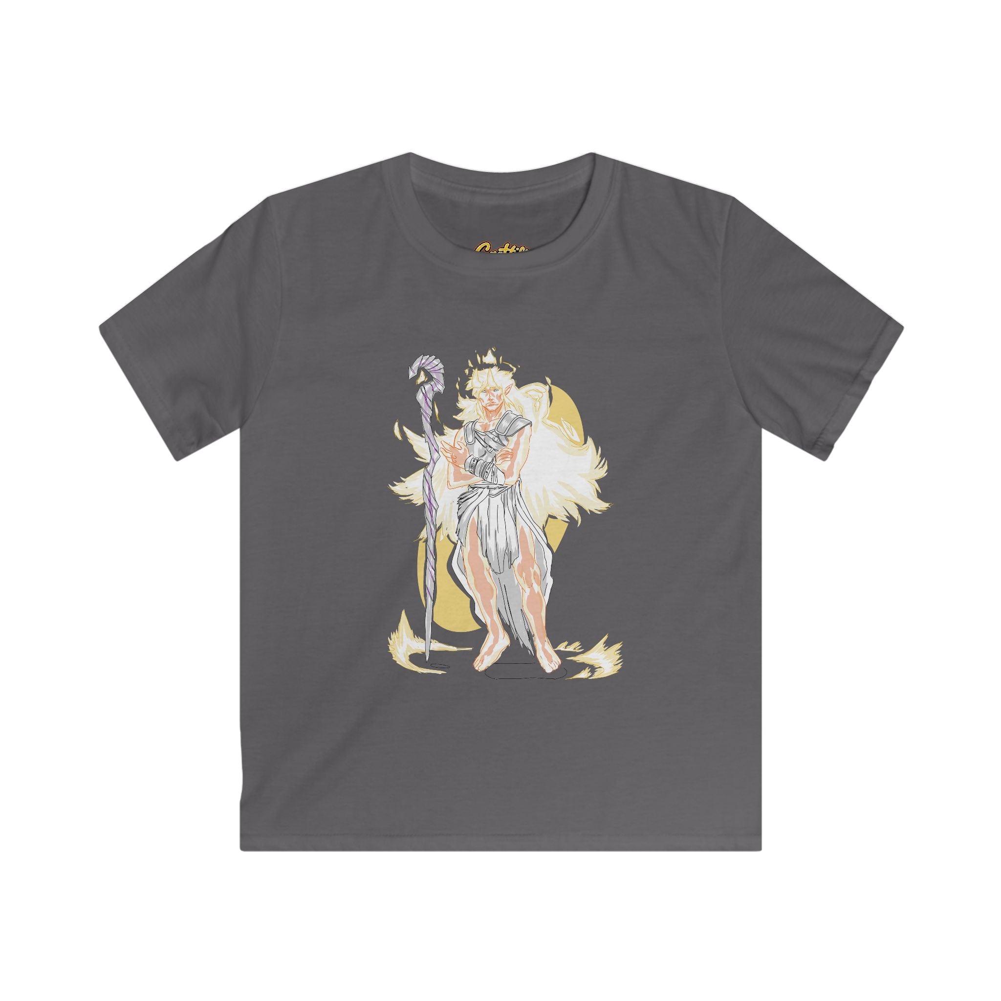 Kids Phoenix Warrior T-Shirt – Fantasy Fire Mage Graphic Tee for Boys & Girls – Orange Mythical Hero Shirt