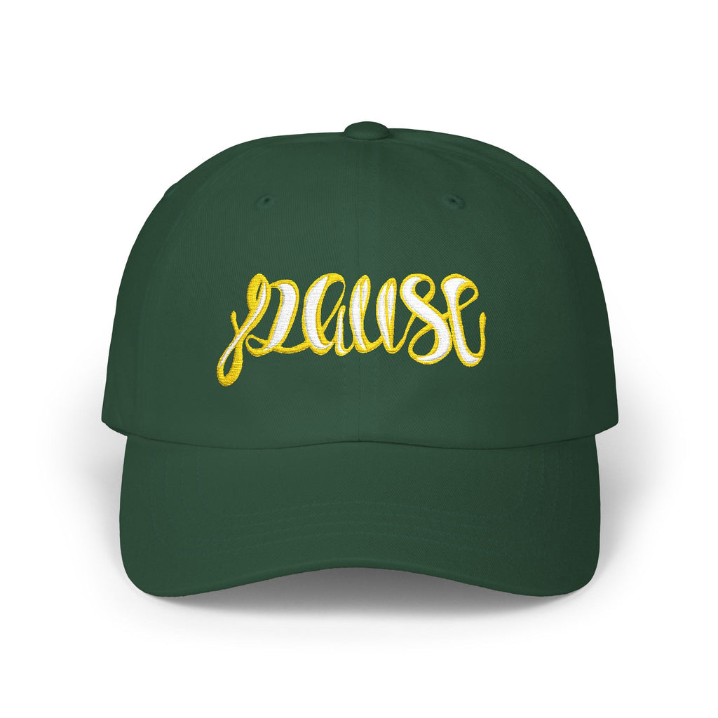 Pause Embroidered Calligraphy Dad Cap