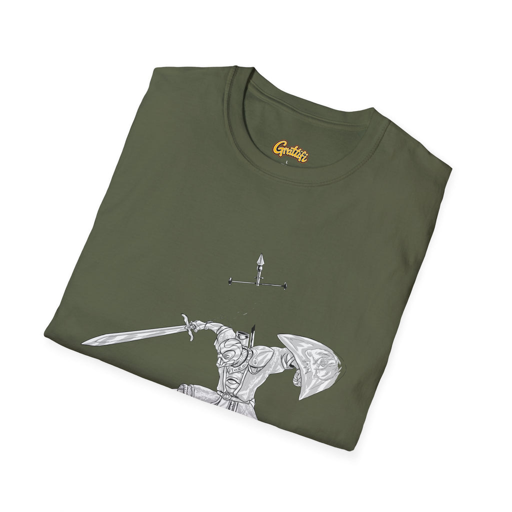 Knight Sword T-Shirt — Fantasy Armored Warrior Graphic Tee