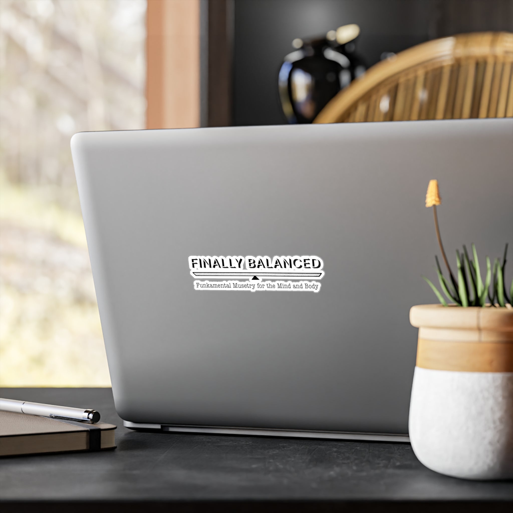 Finally Balanced Kiss-Cut Vinyl Decal — “Finally Balanced: Funkamental Musetry for the Mind and Body”