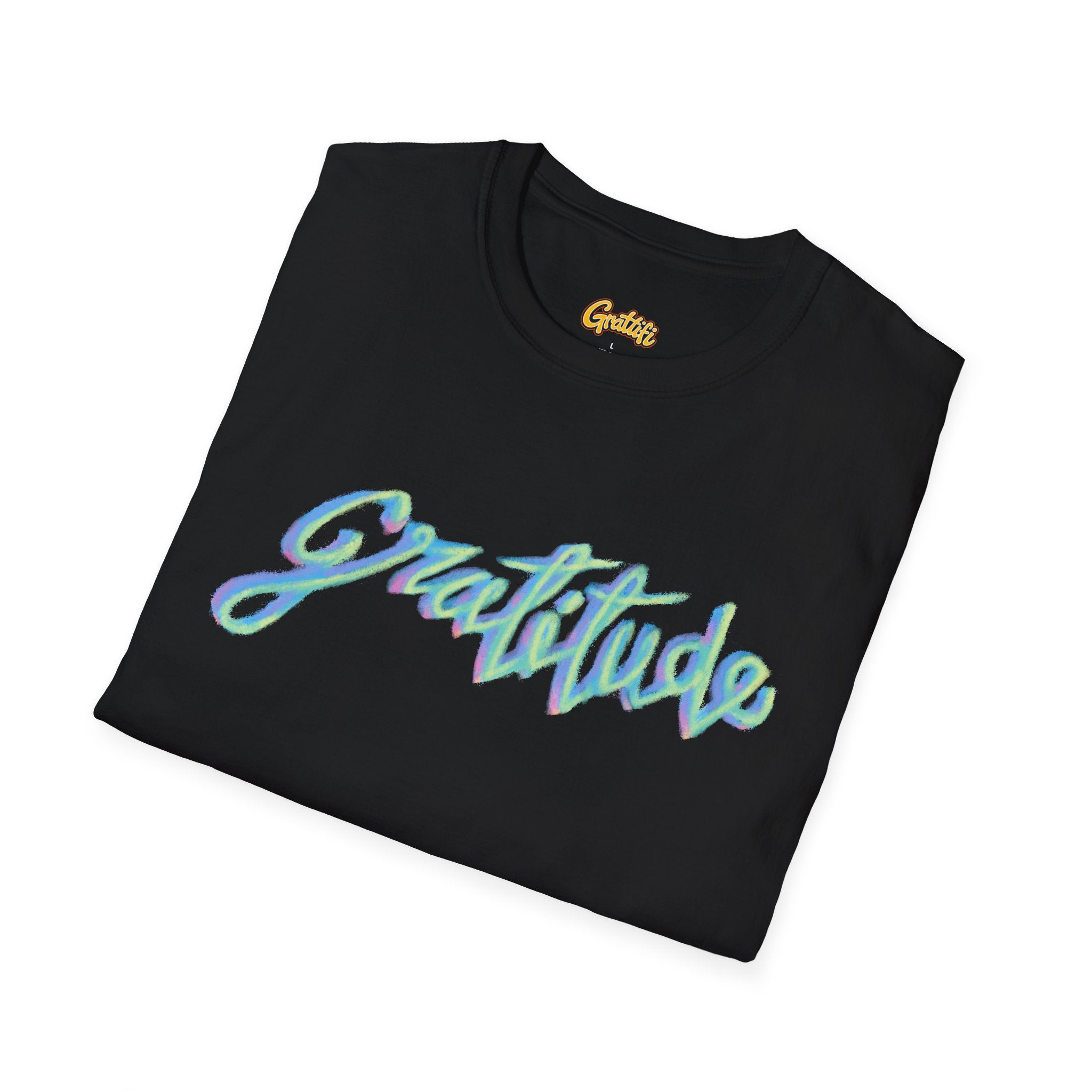 Gratitude Script T-Shirt — Positive Vibes Graphic Tee