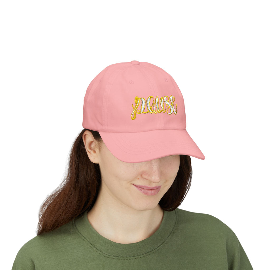 Pause Embroidered Calligraphy Dad Cap