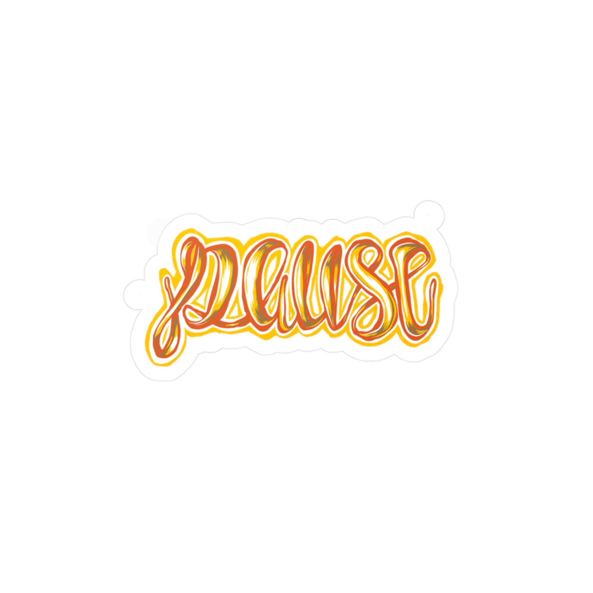 Pause Script Sticker — Retro Orange Hand-Lettered Vinyl Decal