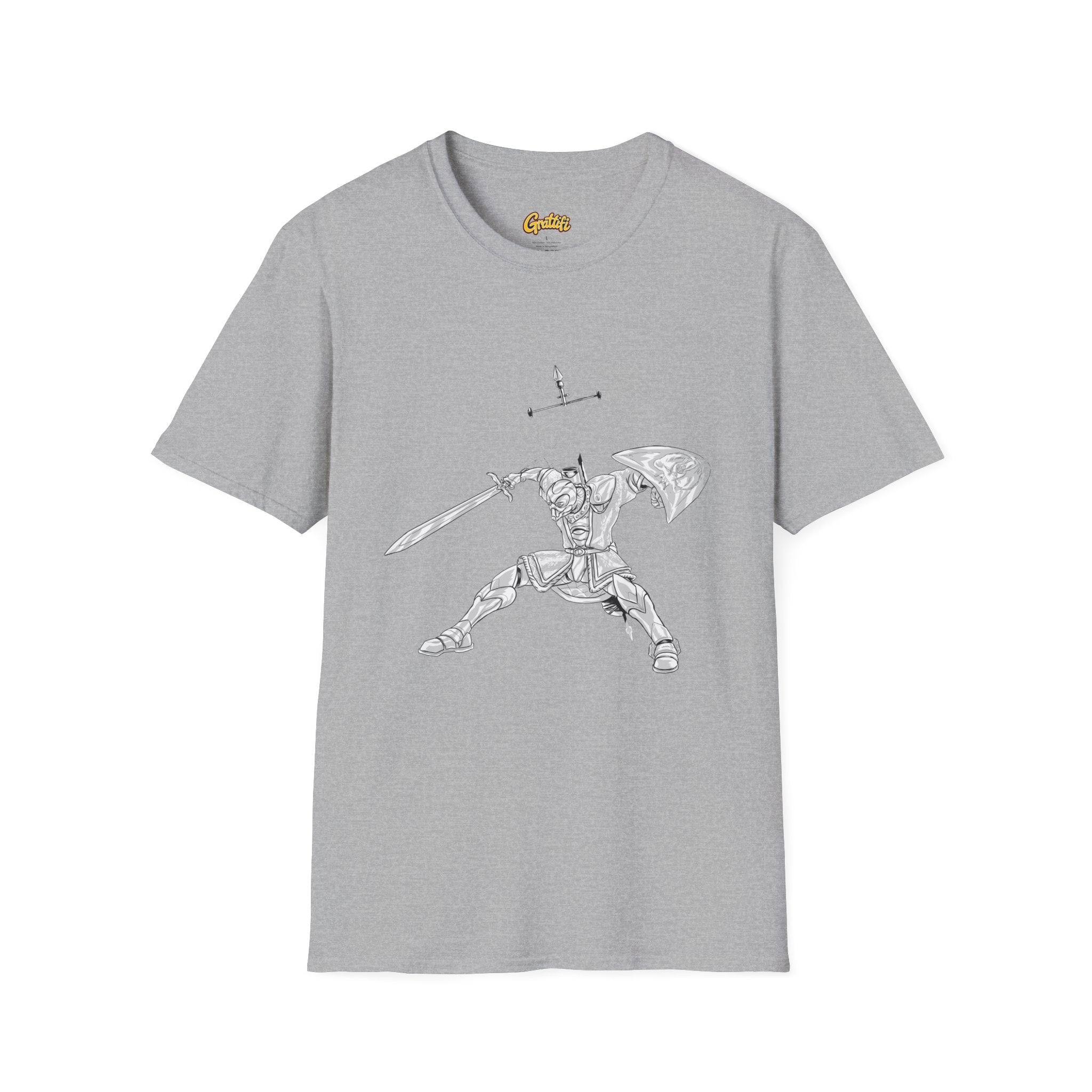 Knight Sword T-Shirt — Fantasy Armored Warrior Graphic Tee