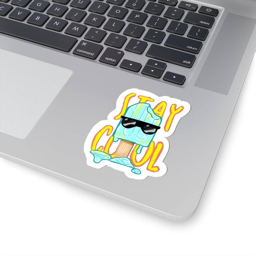 Stay Cool Popsicle Sticker — Cute Kiss-Cut Adhesive Sticker with Sunglasses Design