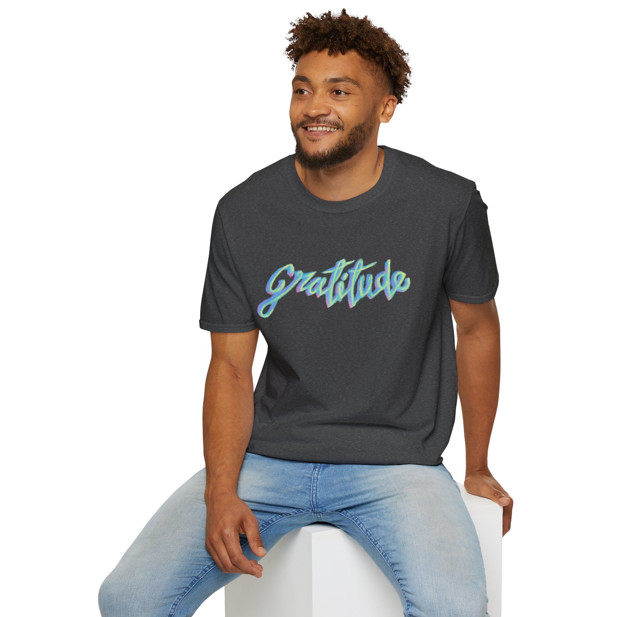 Gratitude Script T-Shirt — Positive Vibes Graphic Tee