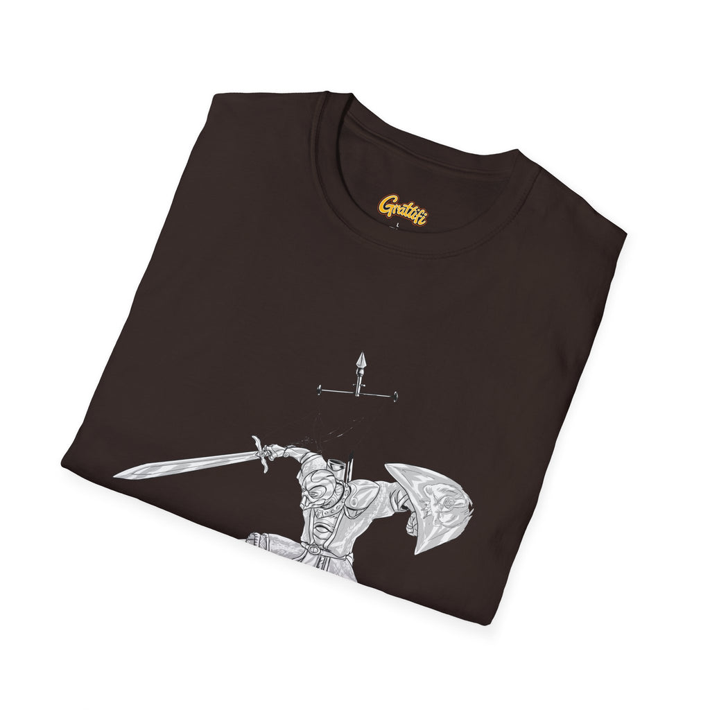 Knight Sword T-Shirt — Fantasy Armored Warrior Graphic Tee