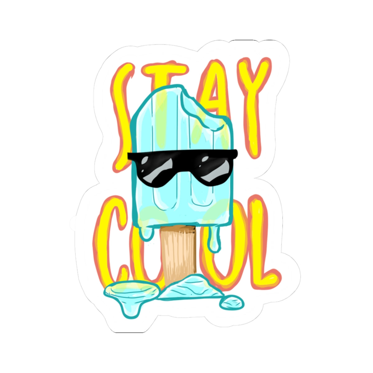 Stay Cool Popsicle Sticker — Cute Kiss-Cut Adhesive Sticker with Sunglasses Design
