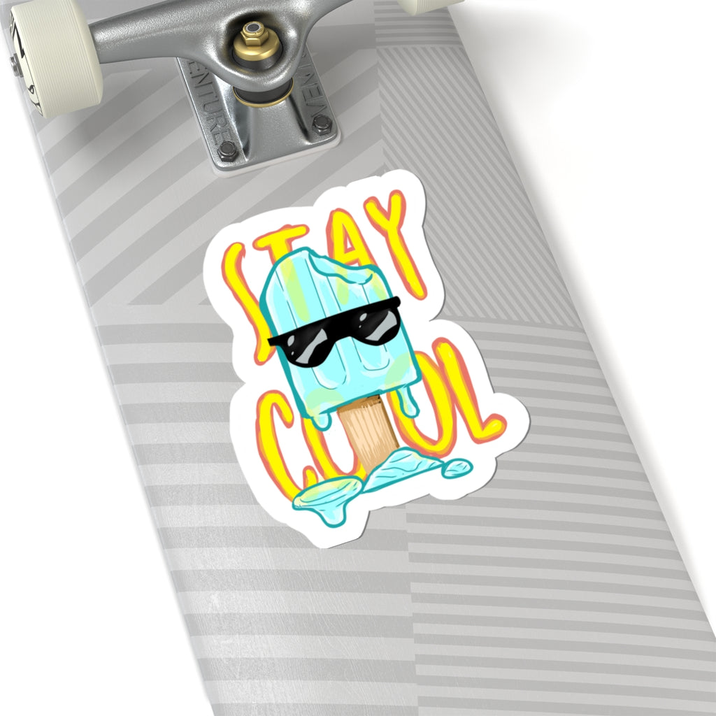 Stay Cool Popsicle Sticker — Cute Kiss-Cut Adhesive Sticker with Sunglasses Design