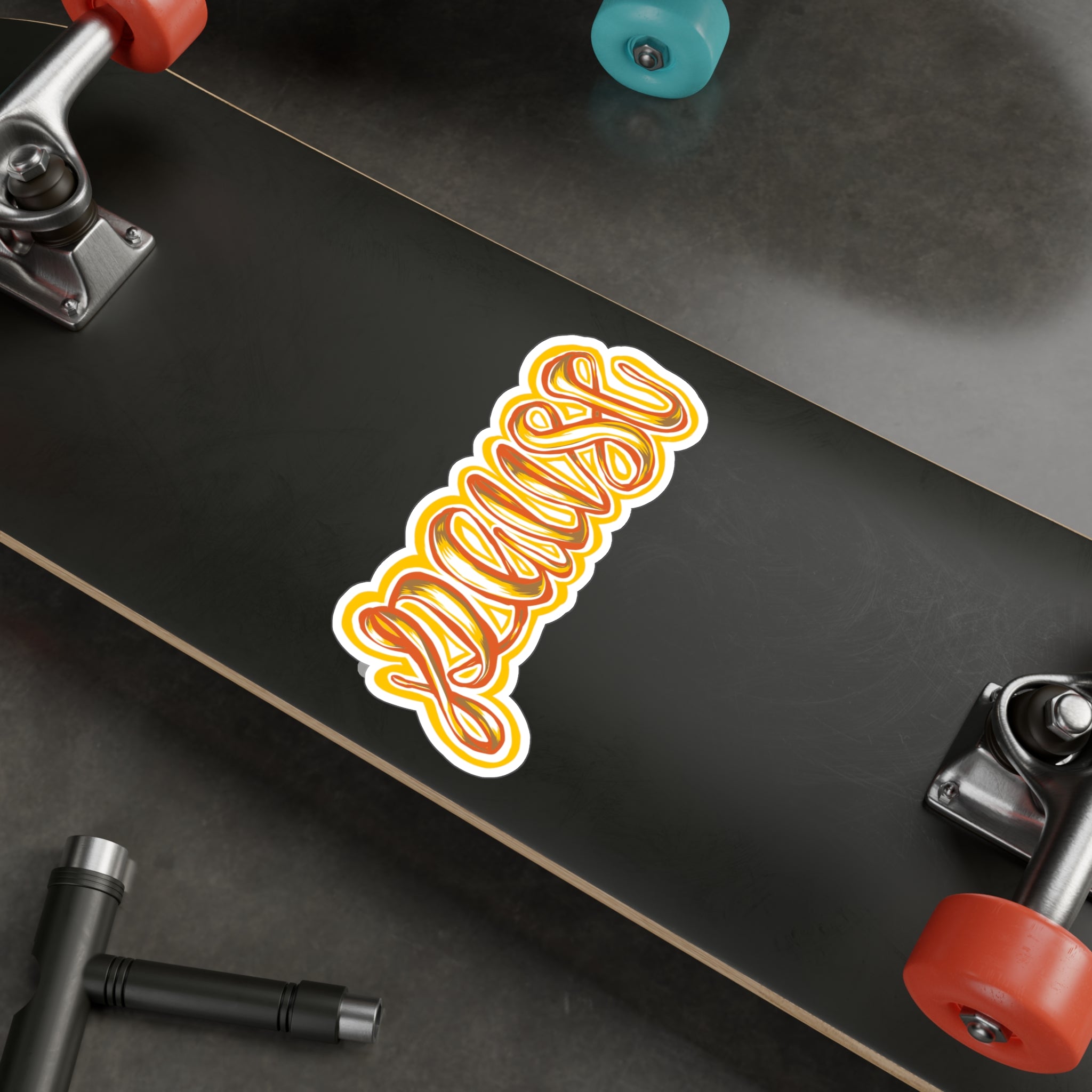 Pause Script Sticker — Retro Orange Hand-Lettered Vinyl Decal