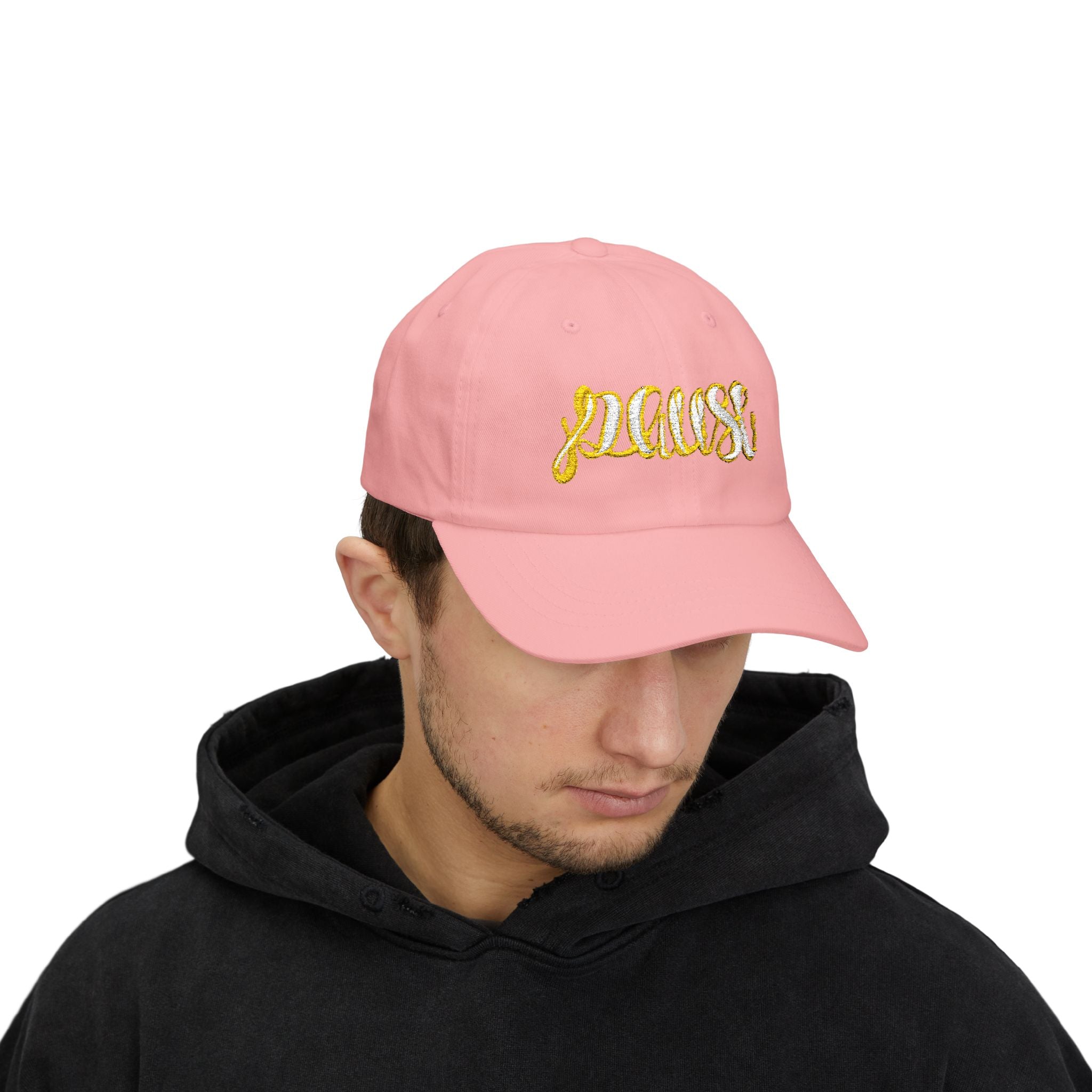 Pause Embroidered Calligraphy Dad Cap