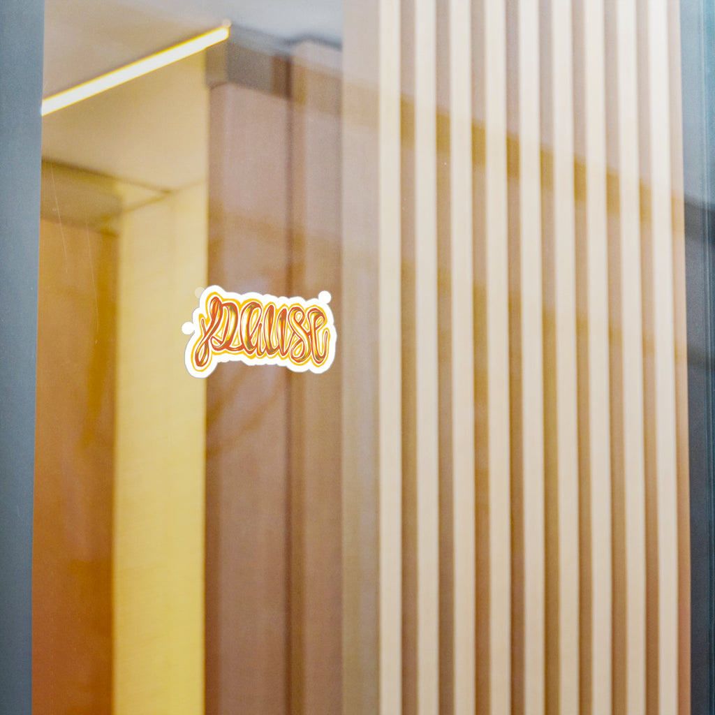 Pause Script Sticker — Retro Orange Hand-Lettered Vinyl Decal