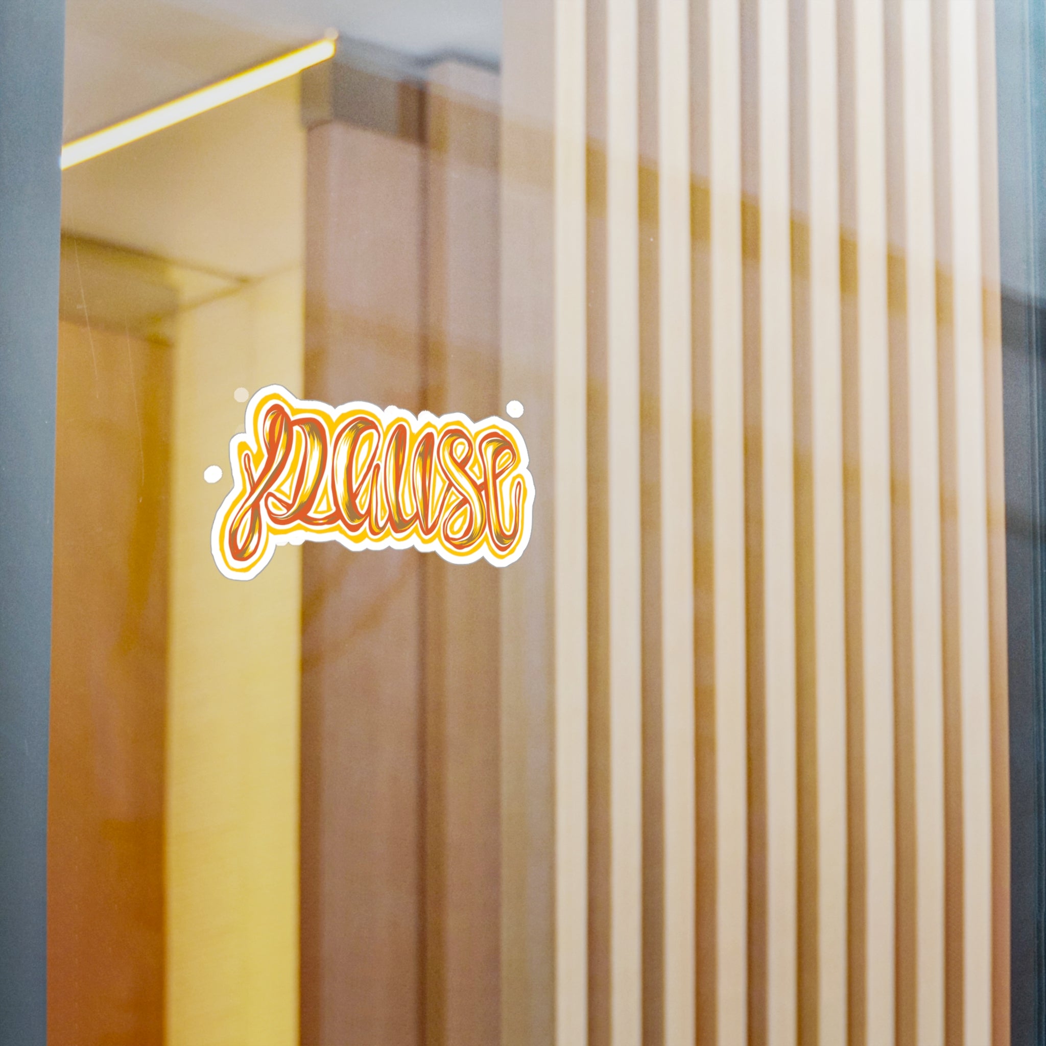 Pause Script Sticker — Retro Orange Hand-Lettered Vinyl Decal