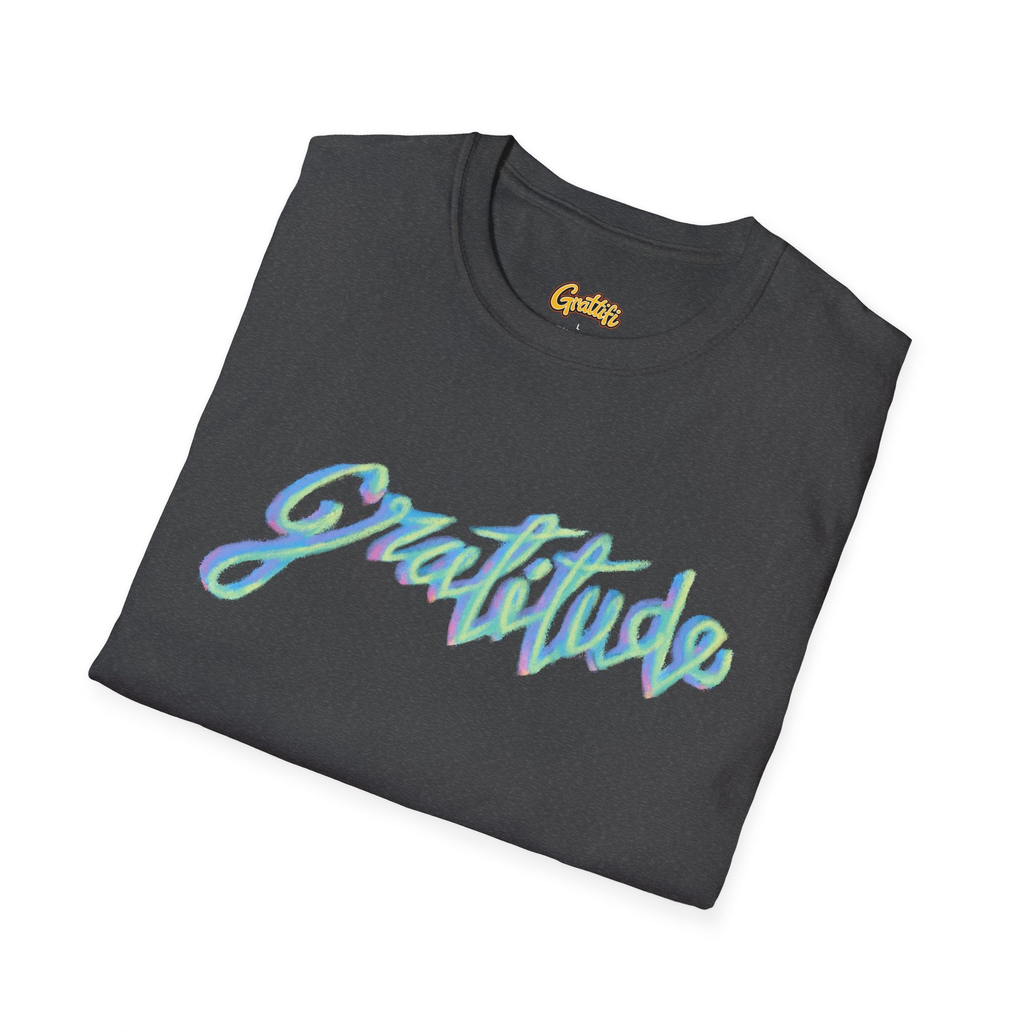 Gratitude Script T-Shirt — Positive Vibes Graphic Tee
