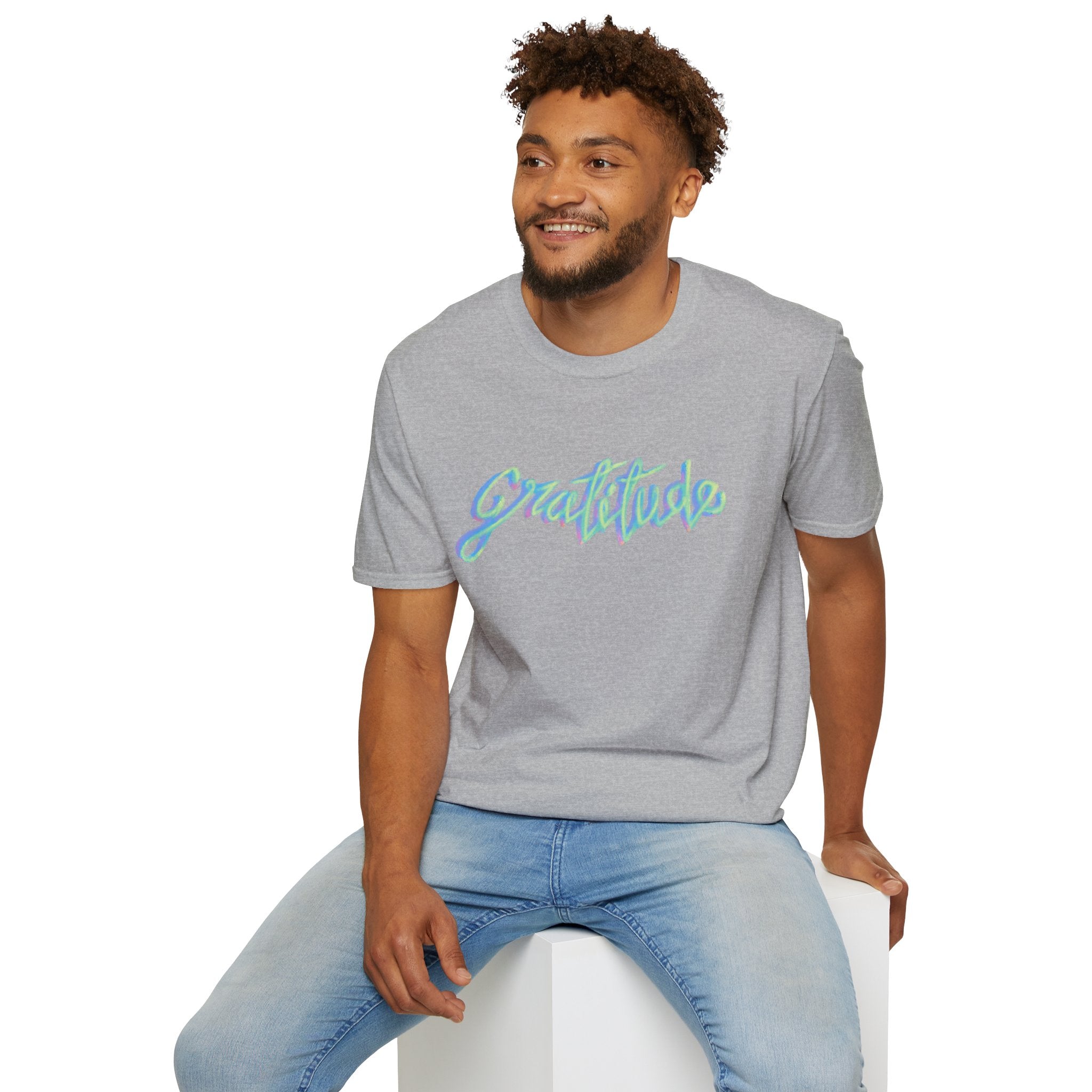 Gratitude Script T-Shirt — Positive Vibes Graphic Tee