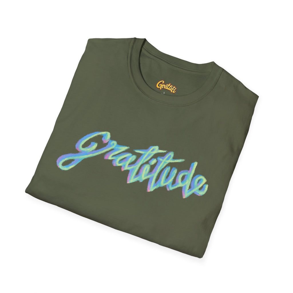 Gratitude Script T-Shirt — Positive Vibes Graphic Tee