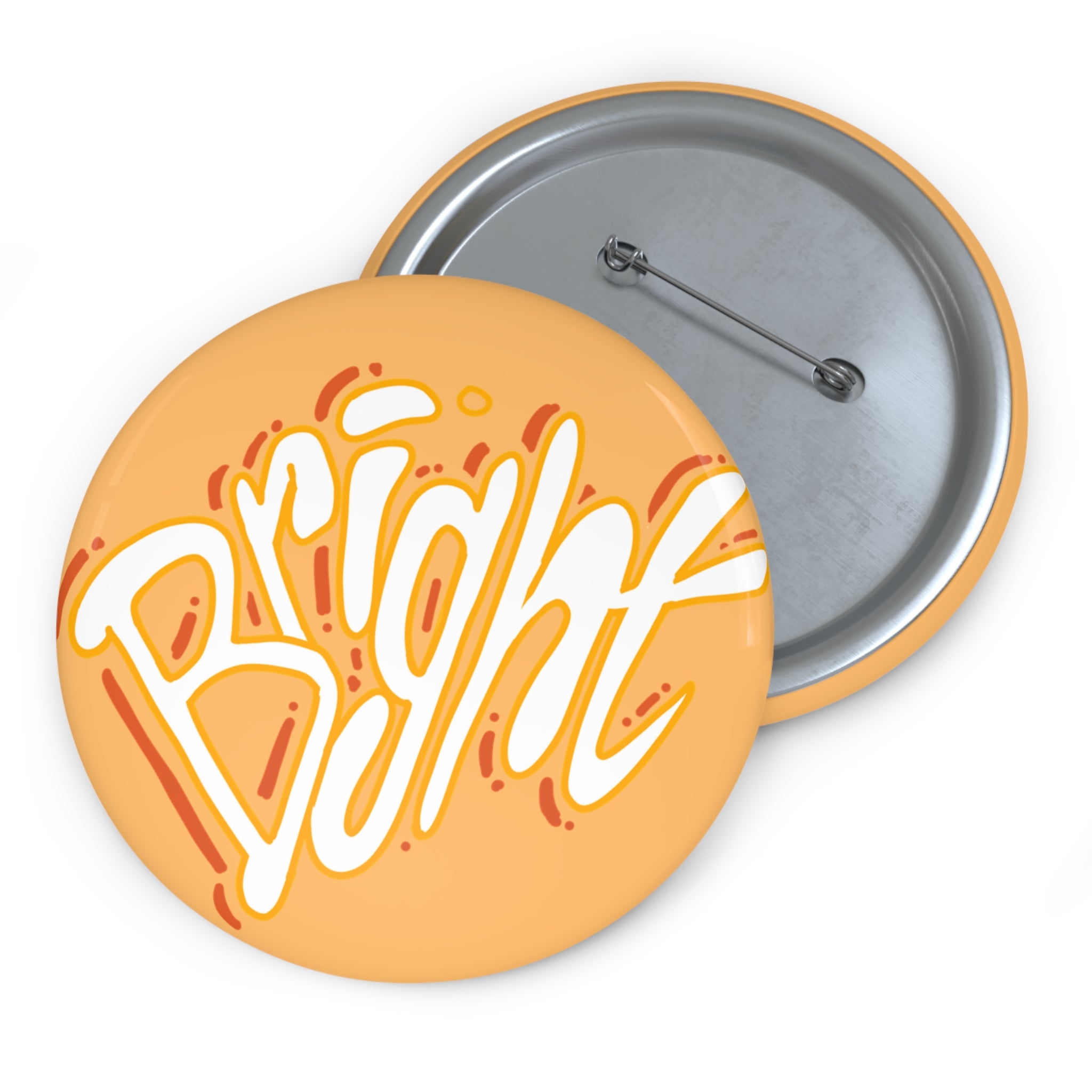 Pin Button — Bright Hand-Lettered Orange Round Badge